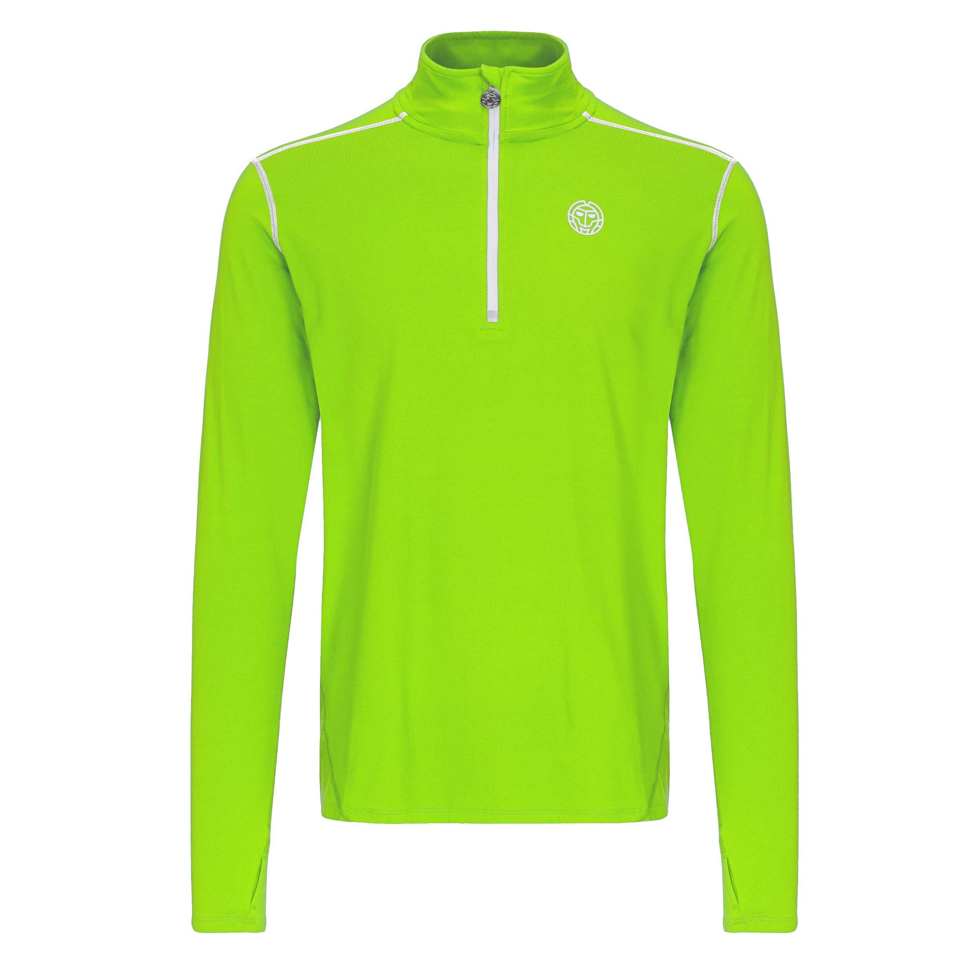 BIDI BADU Zac Tech Half Zip Camiseta De Manga Larga Hombres-Verde Neón,Blanco