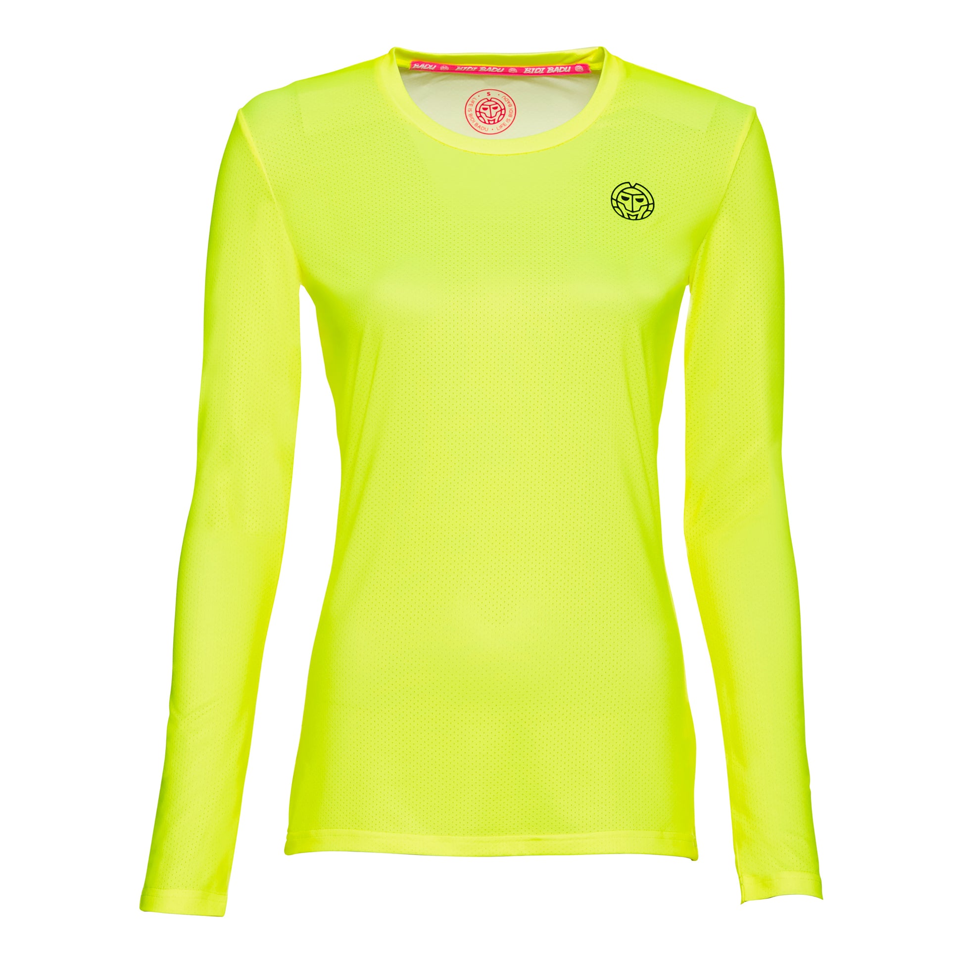 BIDI BADU Pia Tech Roundneck Camiseta de manga larga Mujeres - amarillo neón, negro