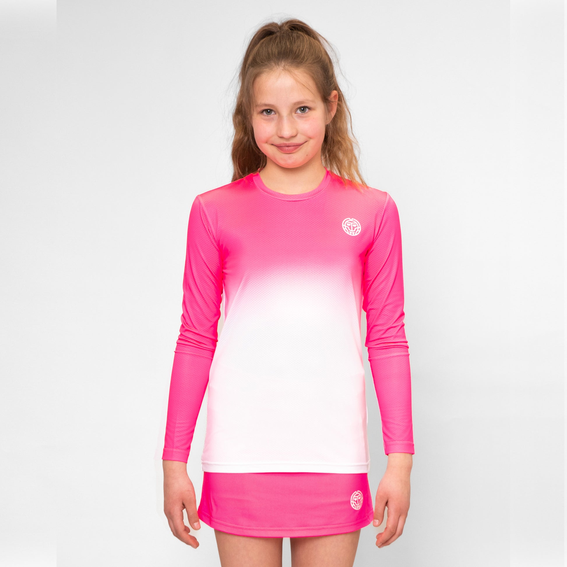 BIDI BADU Crew Gradiant Camiseta De Manga Larga Chicas-Rosa,Blanco