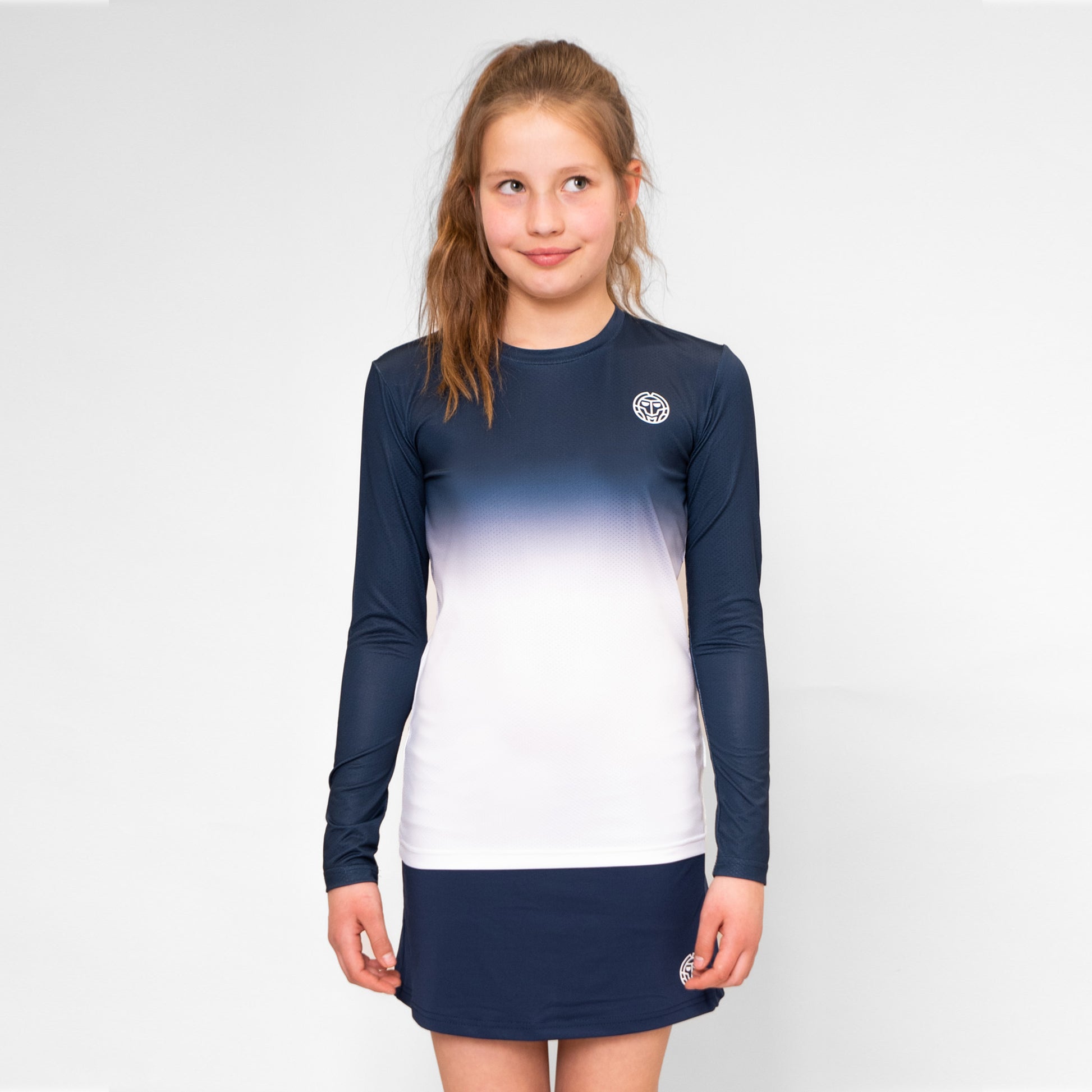 BIDI BADU Crew Gradiant Camiseta De Manga Larga Chicas-Azul Oscuro,Blanco