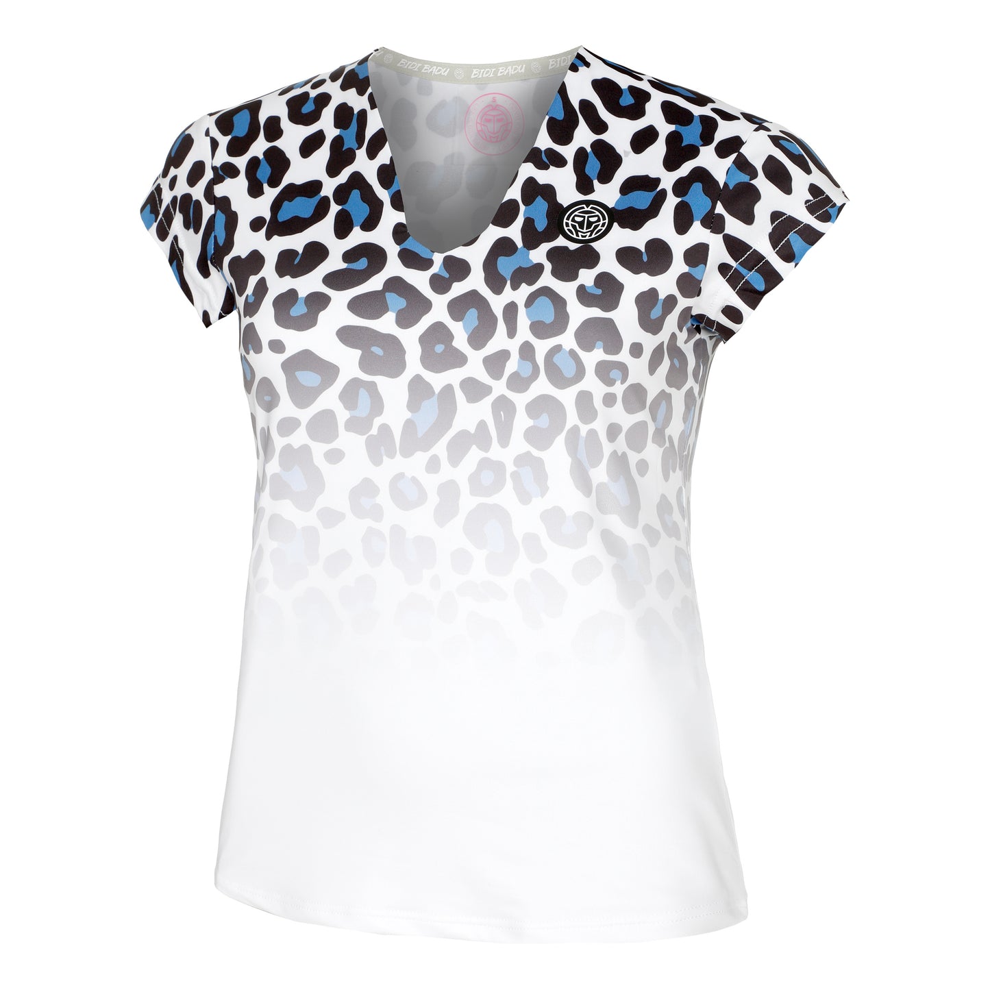 BIDI BADU Leoparty Styles V-Neck Camiseta De Manga Corta Mujeres-Blanco,Negro
