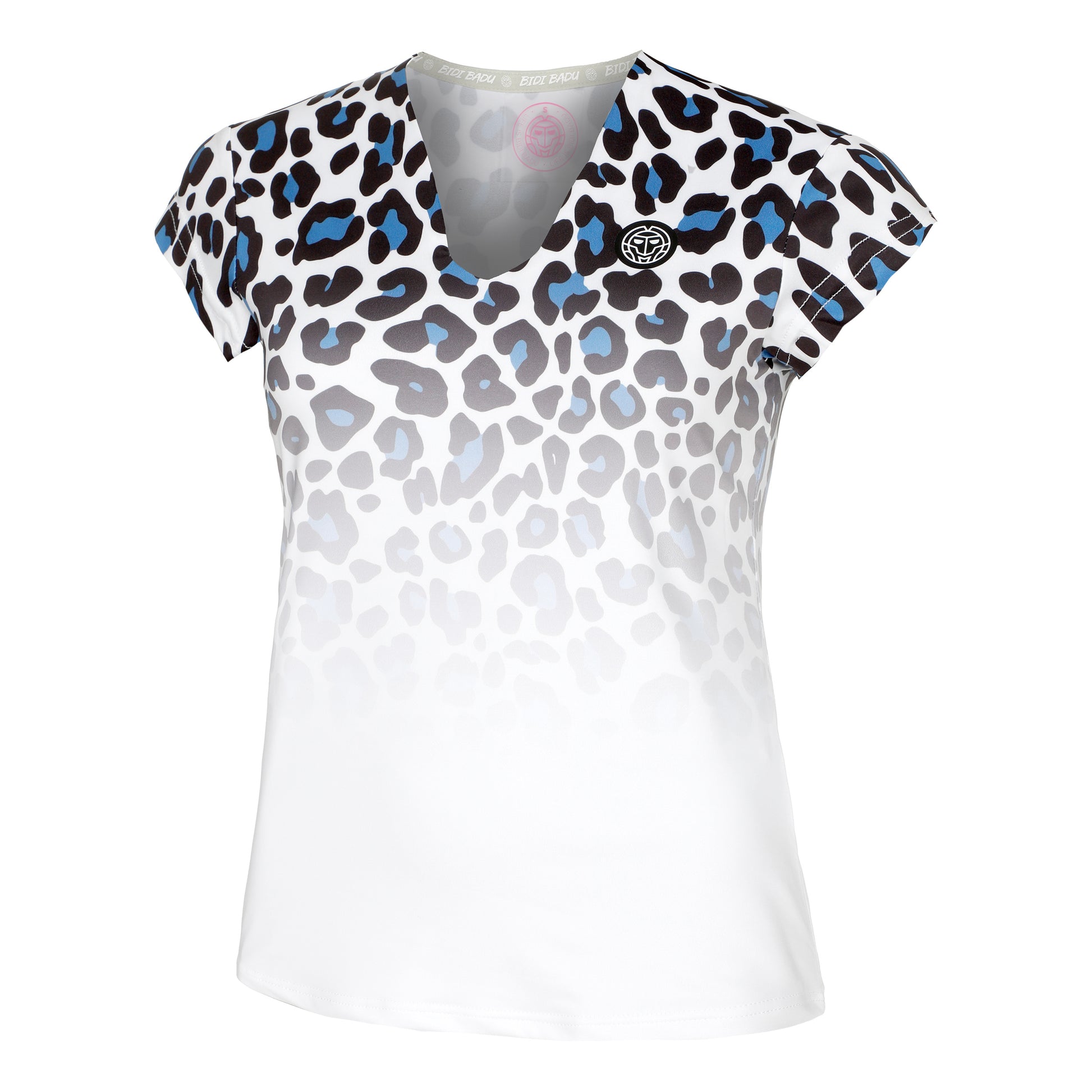 BIDI BADU Leoparty Styles V-Neck Camiseta De Manga Corta Mujeres-Blanco,Negro