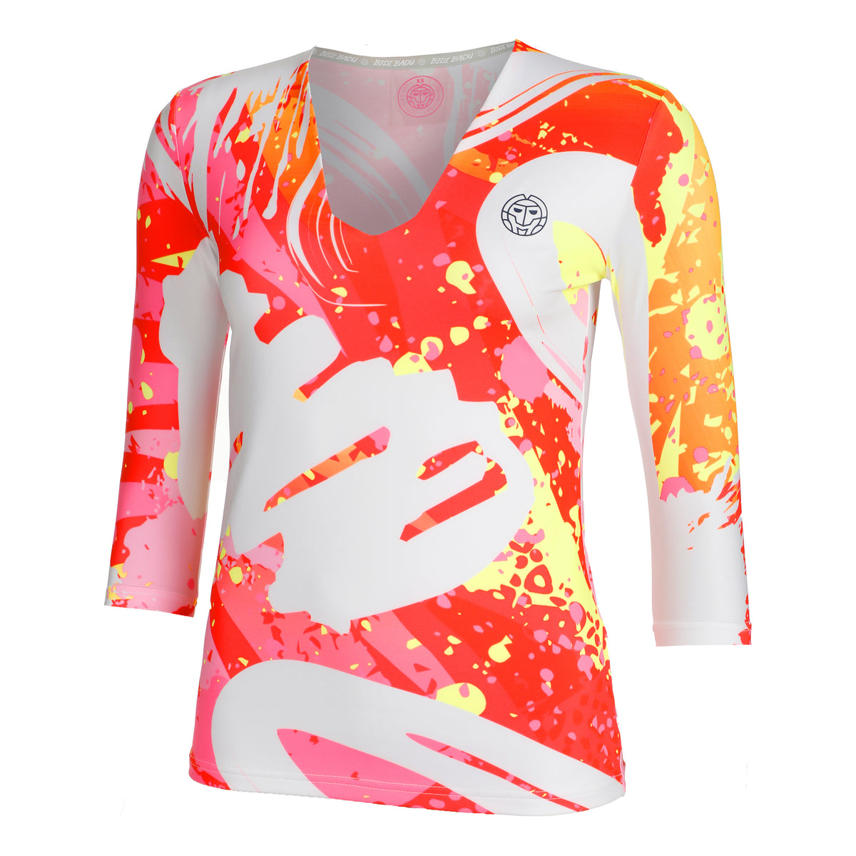 BIDI BADU Wild Arts V-Neck Camiseta de manga larga Mujeres - blanco, multicolor