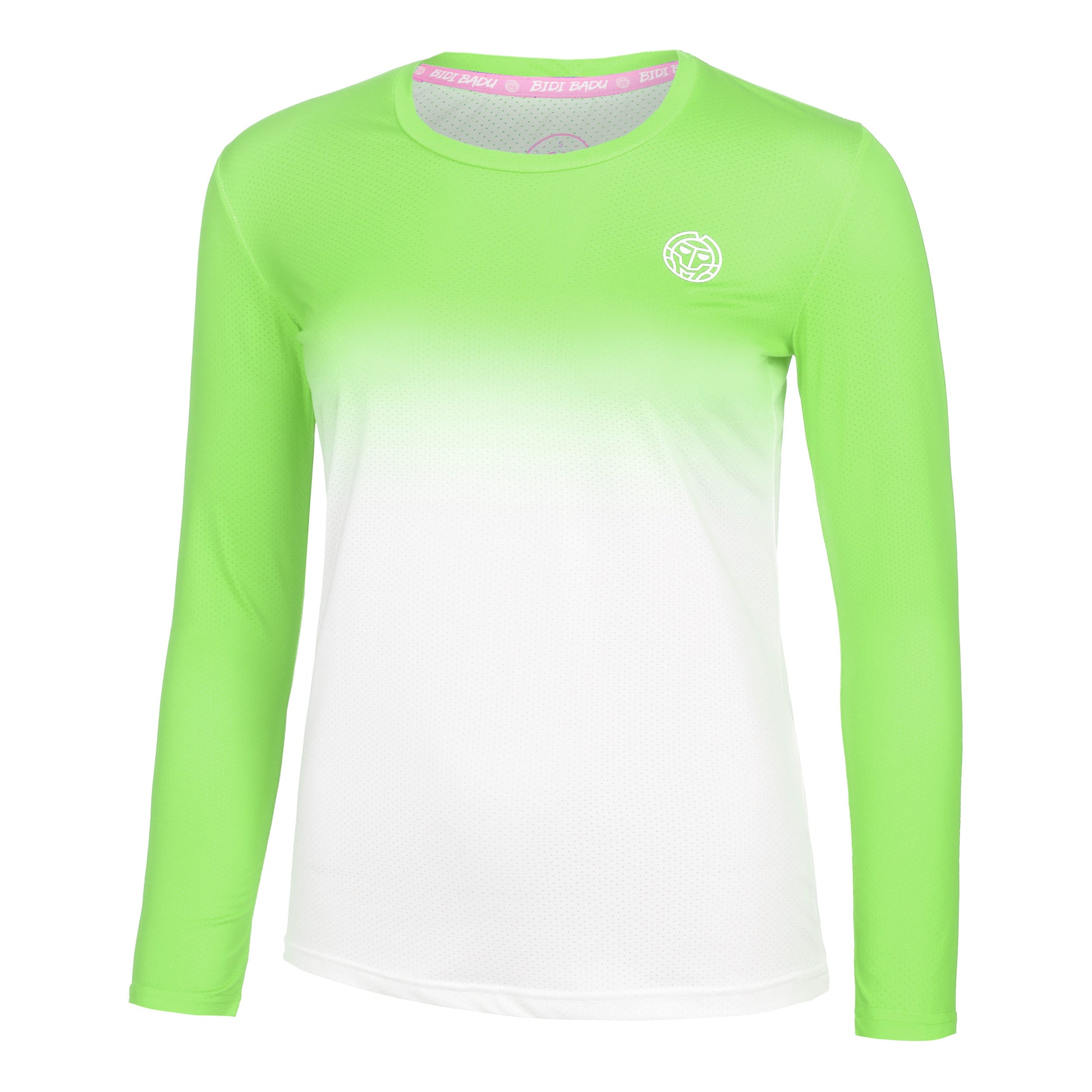 BIDI BADU Crew Gradiant Camiseta De Manga Larga Mujeres-Verde Neón,Blanco