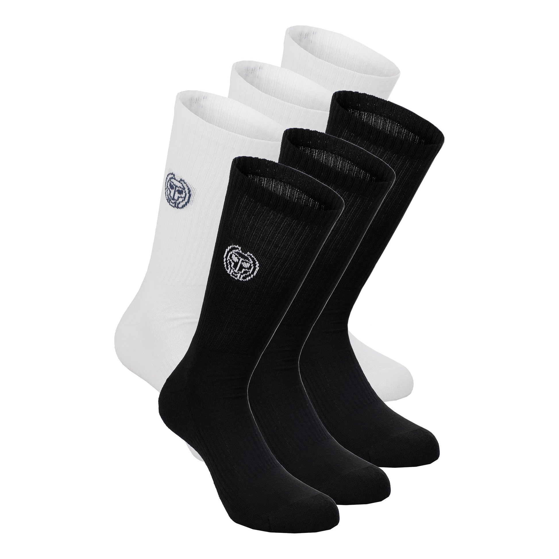 BIDI BADU Don Carlito XXL Crew Move Calcetines Deporte Pack De 6-Negro,Blanco