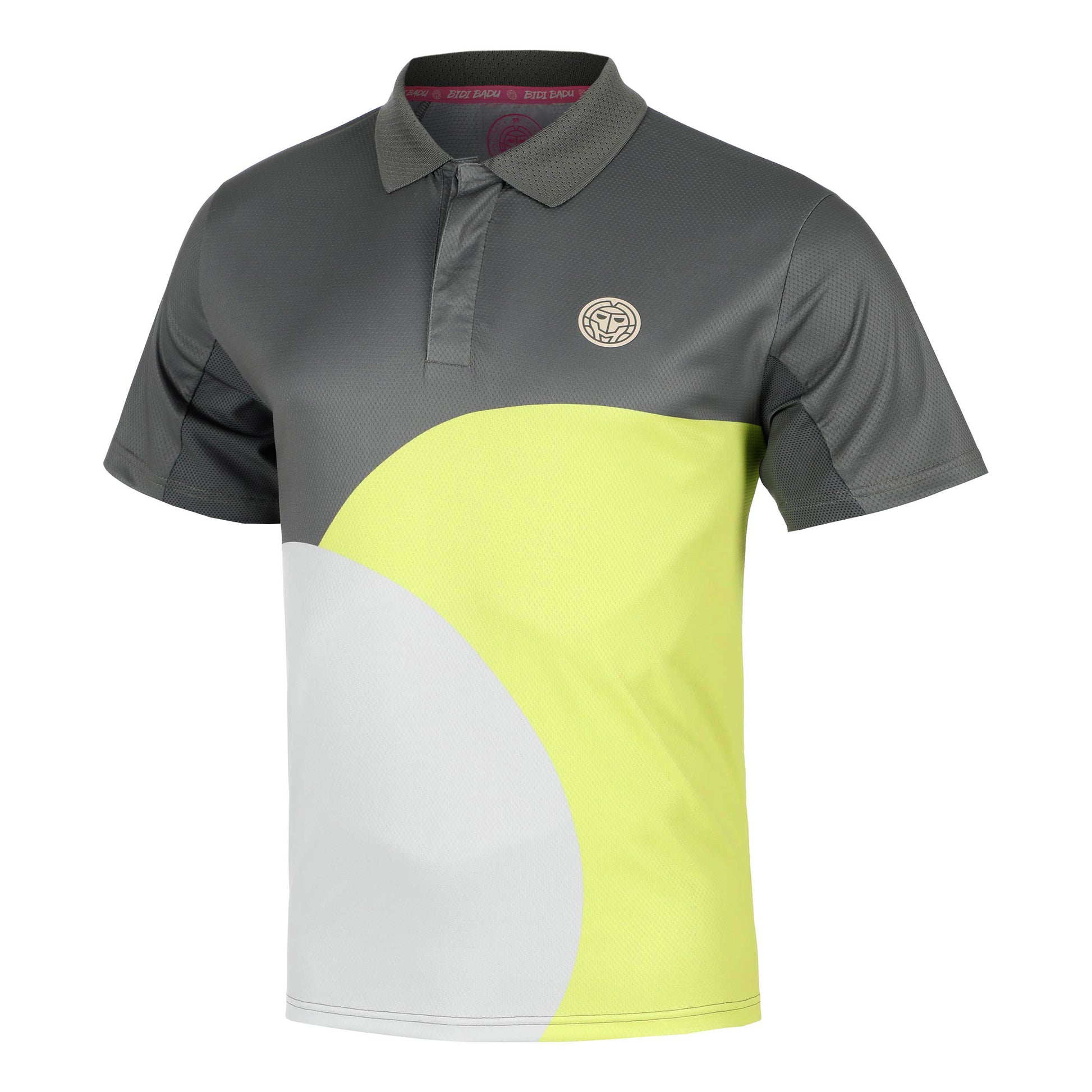 BIDI BADU Bubble Polo Hombres-Gris,Amarillo Limón