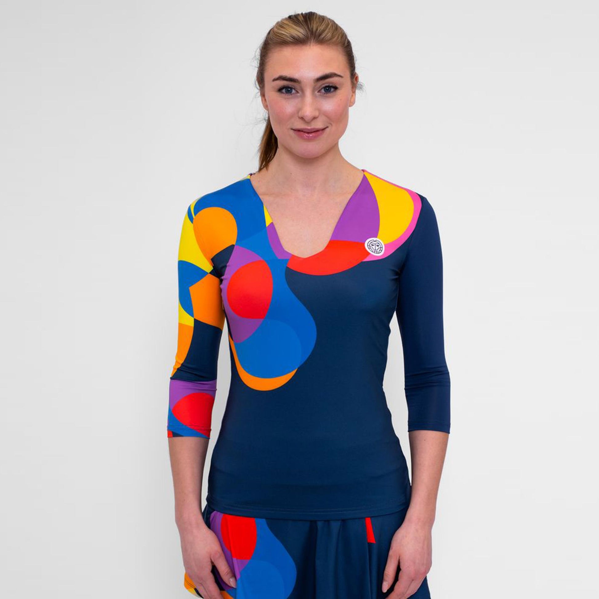 BIDI BADU Twiggy Camiseta De Manga Larga Mujeres-Azul Oscuro,Multicolor