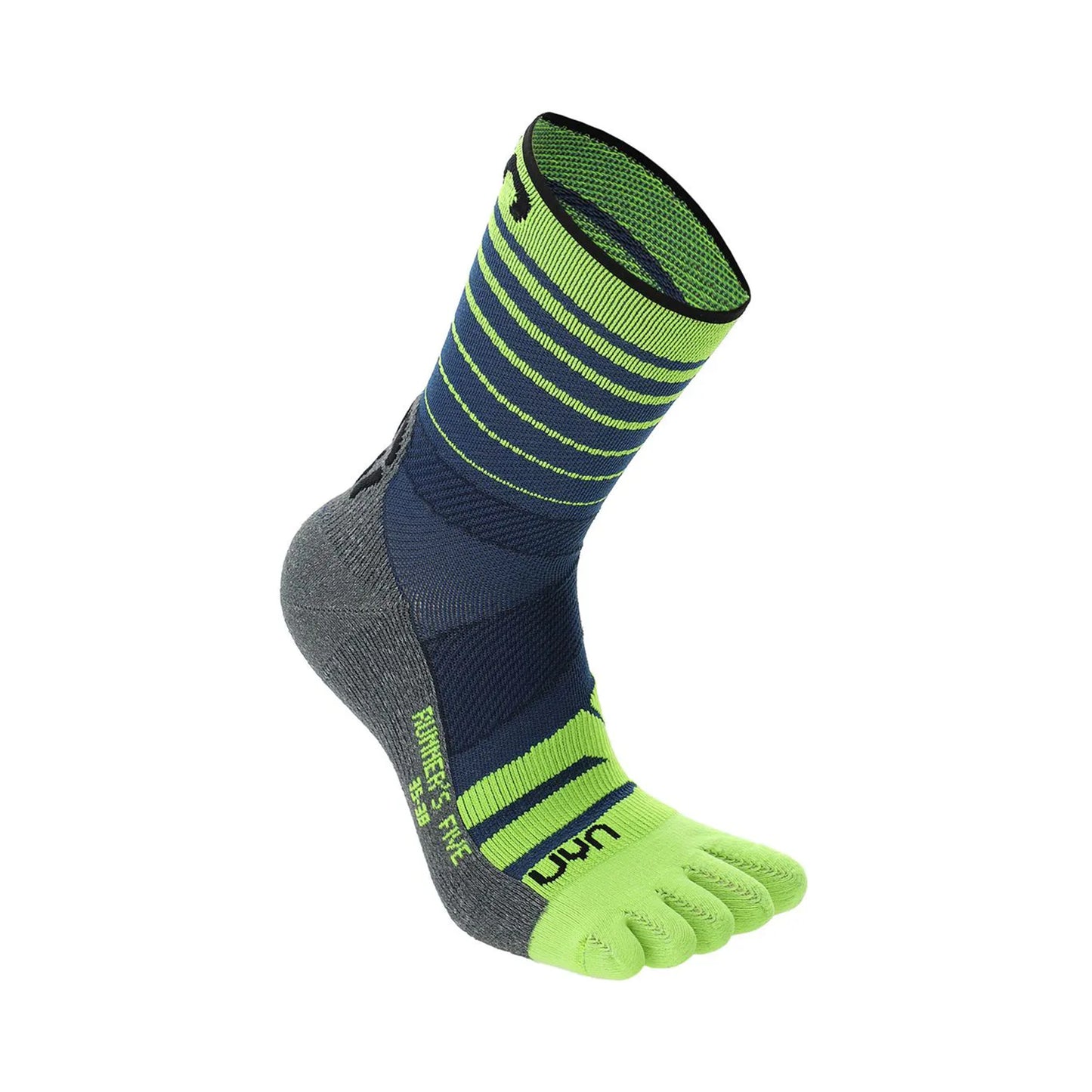 UYN Runner's Five Calcetines Para Correr Hombres-Azul,Amarillo