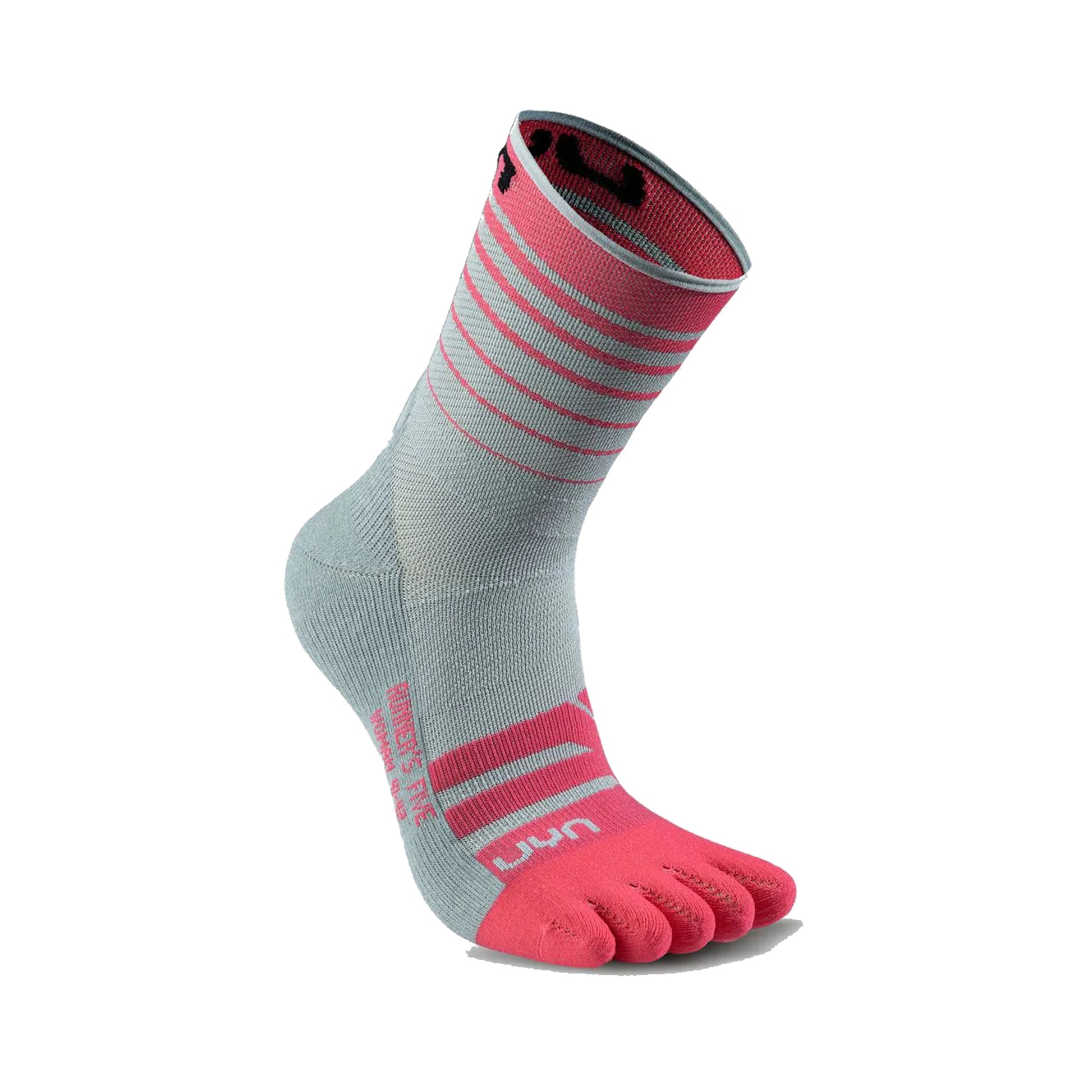 UYN Runner's Five Calcetines Para Correr Mujeres-Gris,Rosa
