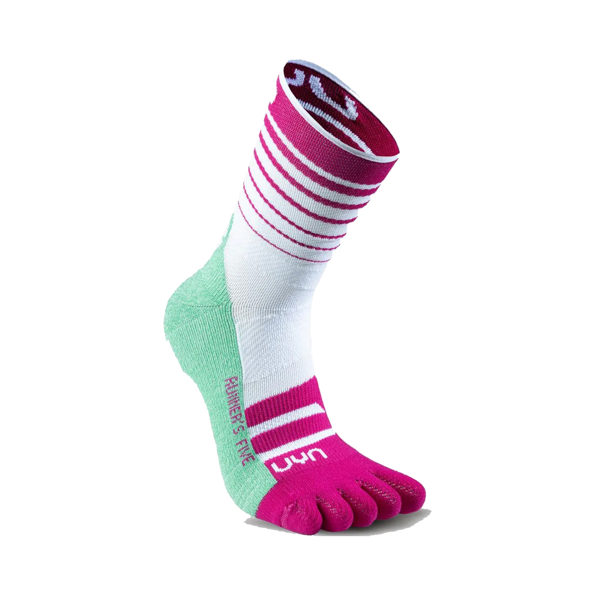 UYN Runner's Five Calcetines Para Correr Mujeres-Blanco,Verde
