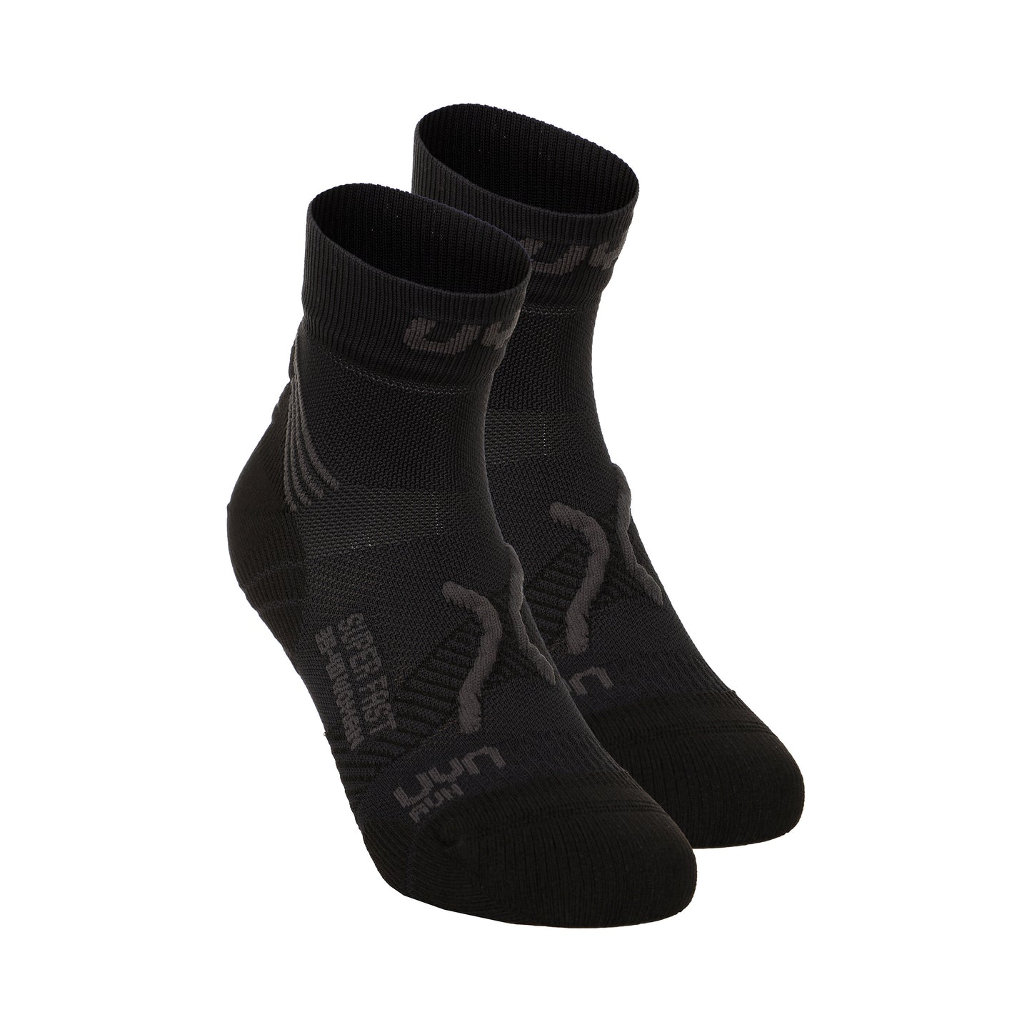 UYN Super Fast Calcetines Para Correr Pack De 2 Hombres-Negro,Antracita