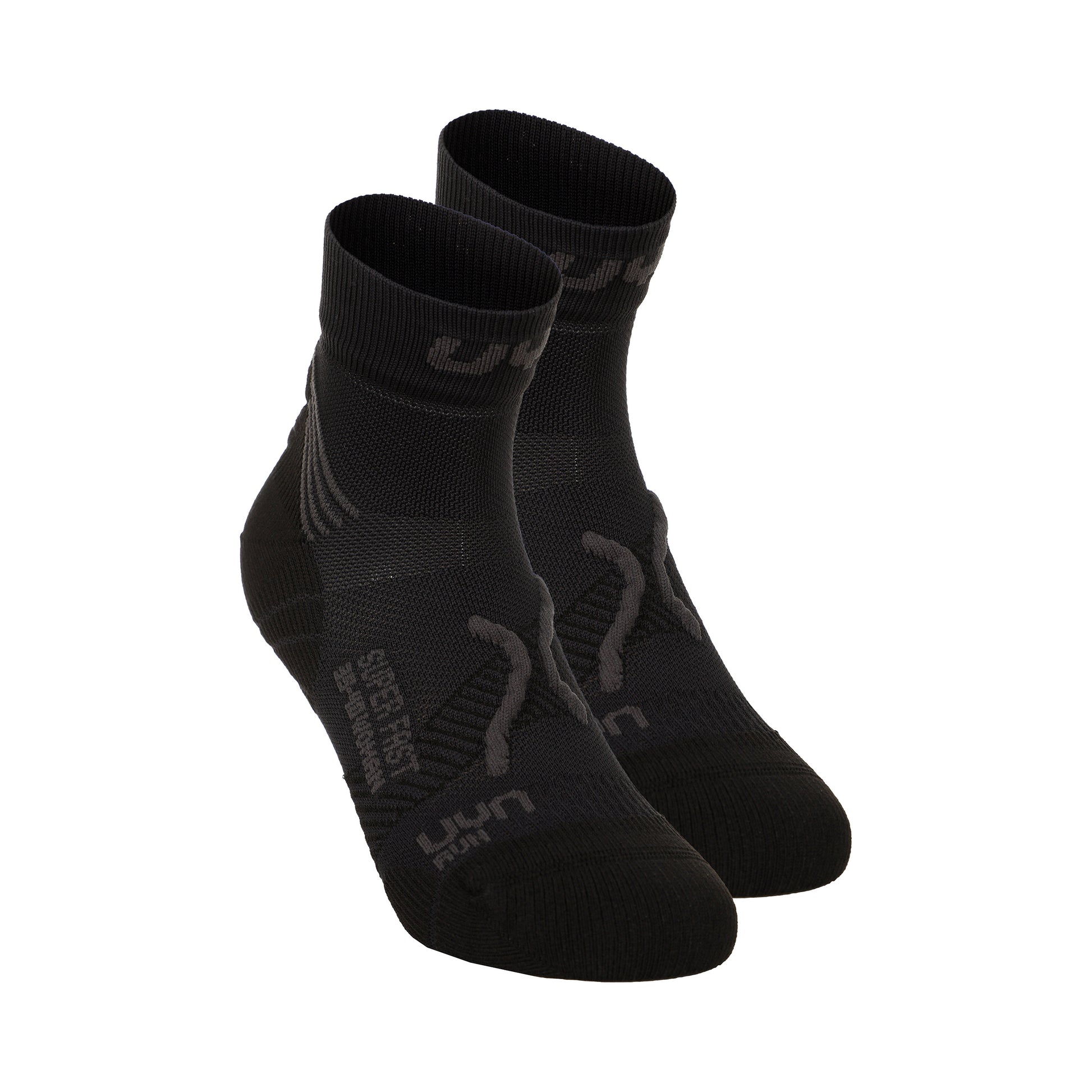 UYN Super Fast Calcetines Para Correr Pack De 2 Hombres-Negro,Antracita