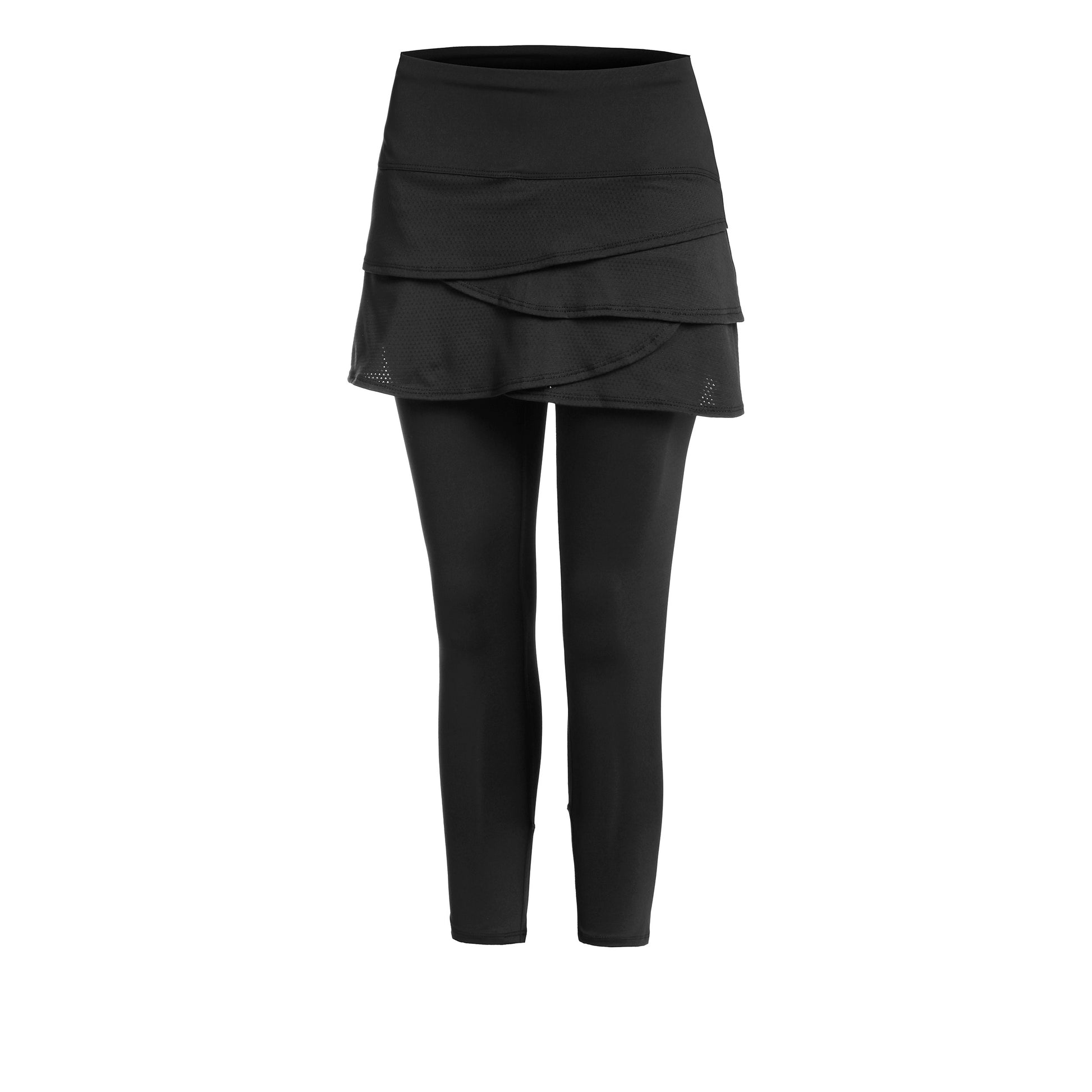 Lucky in Love Needle Out Scallop Falda Con Malla Mujeres-Negro