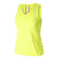 V-Neck Ruche Camiseta de tirantes Mujeres - amarillo neón,