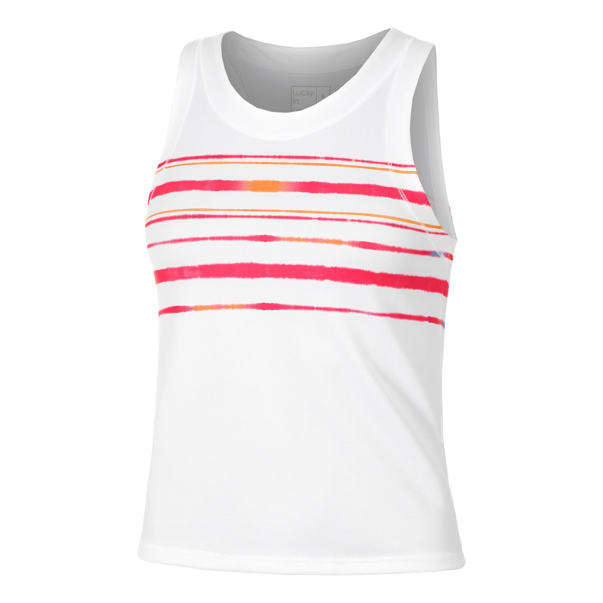 Lucky in Love Deco Stripe Crop Camiseta de tirantes Mujeres - blanco, coral