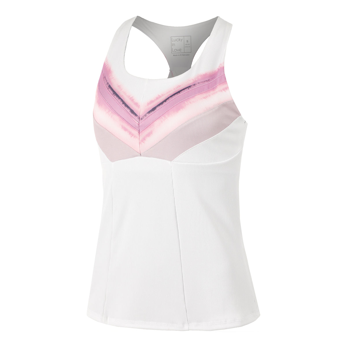 Lucky in Love Mystic Petal Racerback Camiseta de tirantes Mujeres - blanco, rosa