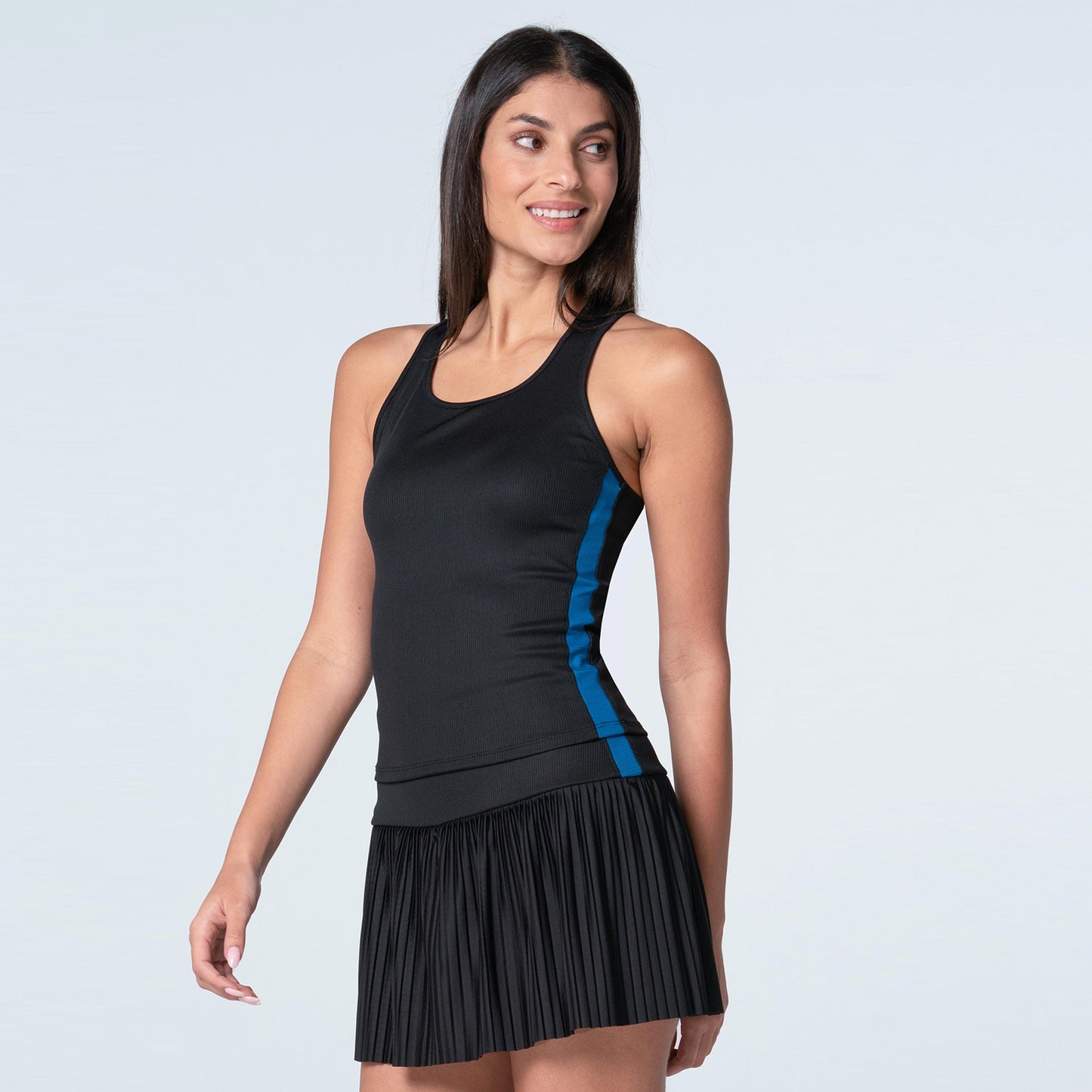 Lucky in Love Racer Rib Camiseta De Tirantes Mujeres-Negro