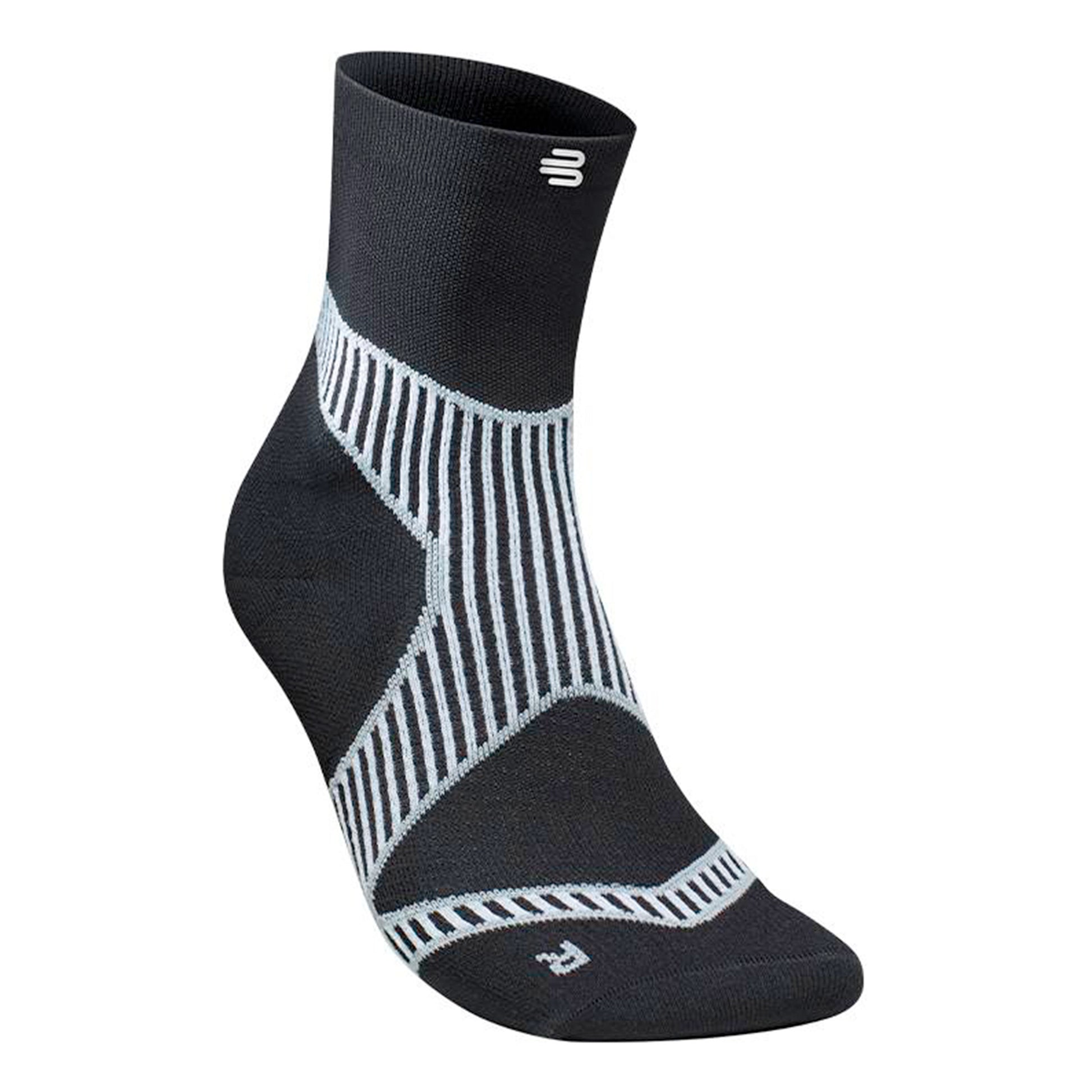 Bauerfeind Performance Mid Cut Calcetines Para Correr Mujeres-Negro,Blanco