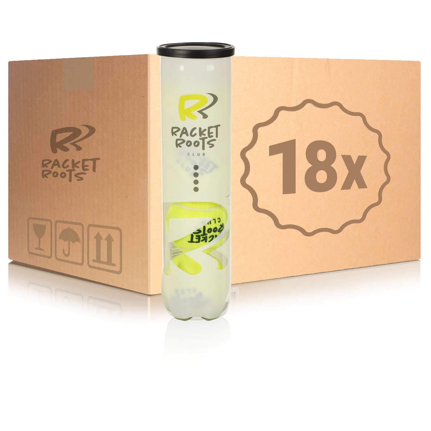 Racket Roots 18 botes de 4 pelotas Club Tennisball En caja
