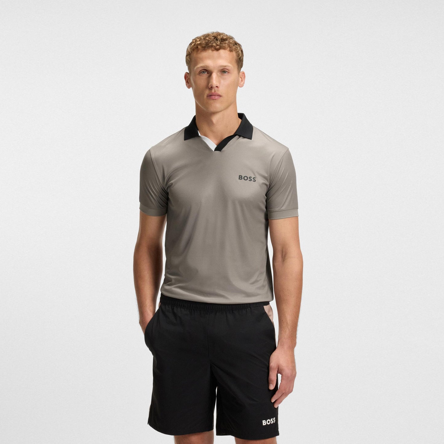 BOSS Palle TOC Polo Hombres-Gris,Negro