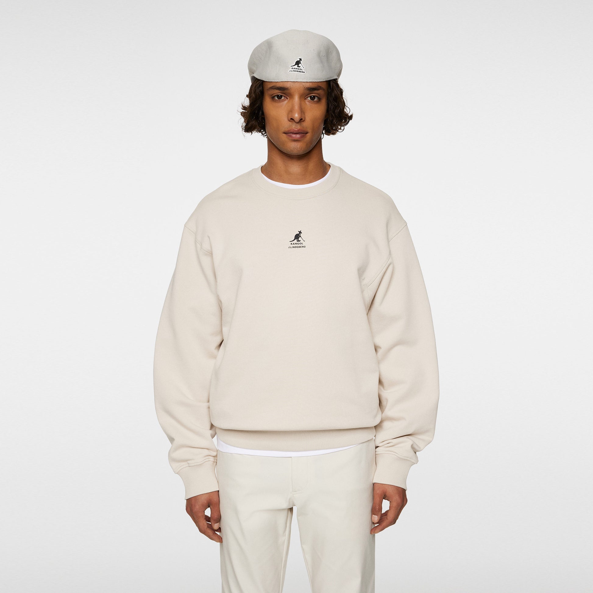 JLindeberg Kangol Roberto Sudadera Hombres-Crema