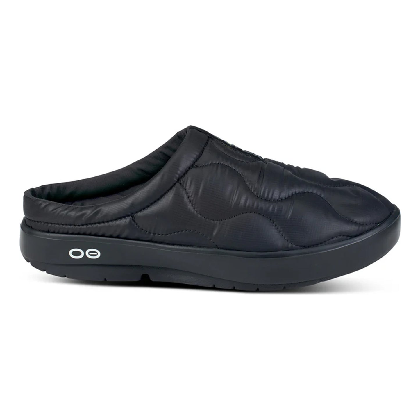 OOFOS Oocoozie Thermo Mule Zapato de recuperación Unisex - negro, verde neón