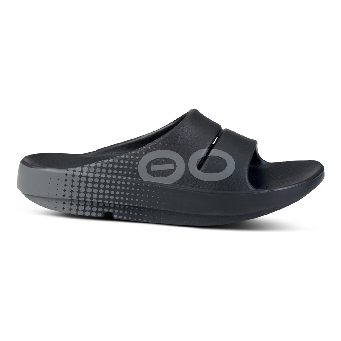 OOFOS Ooahh Sport Zapato de recuperación Unisex - gris oscuro, blanco