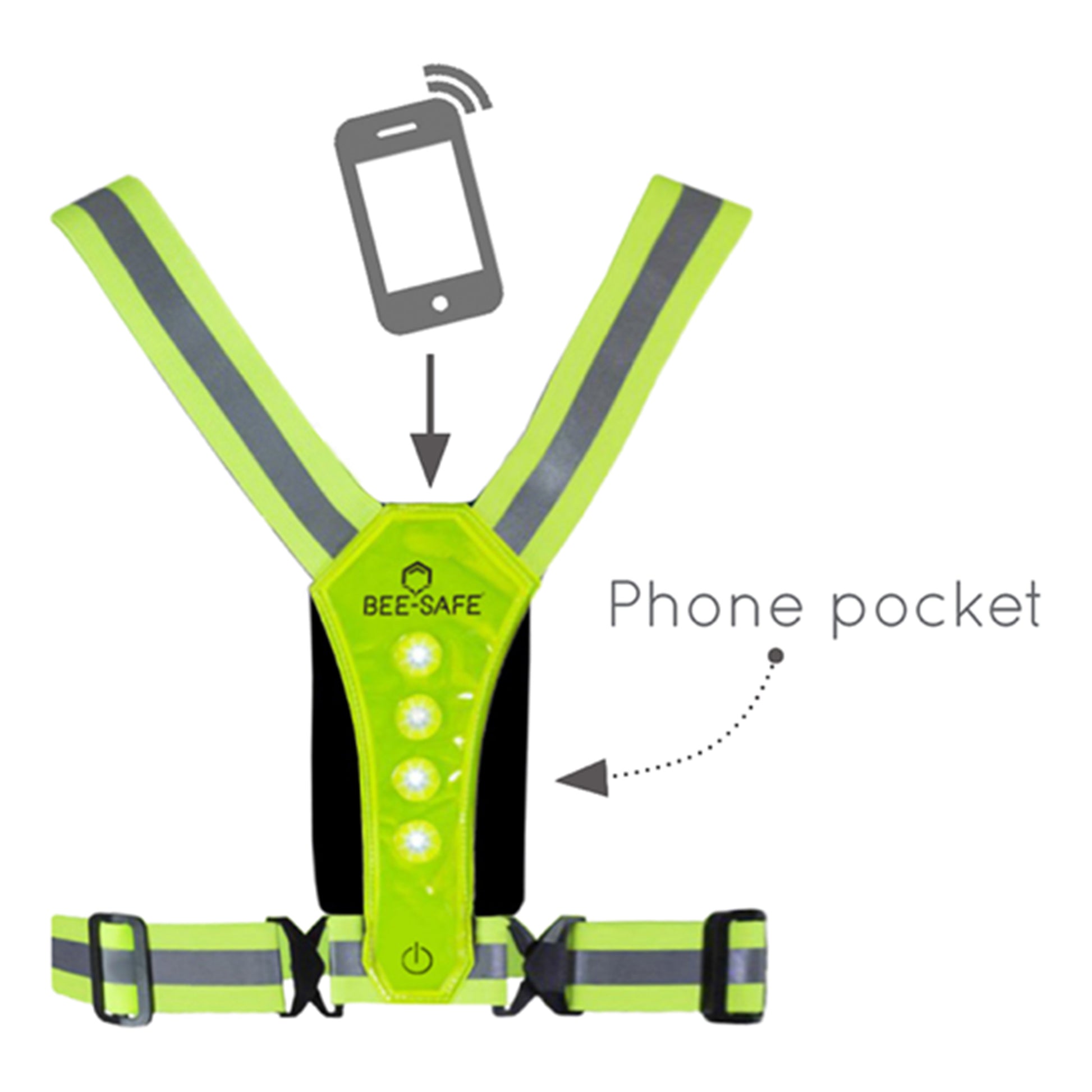 Bee-Safe Led Harness Phone Pocket Sistema de luz