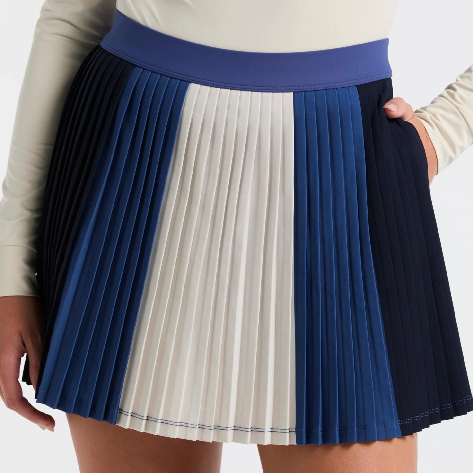 Original Penguin Micro Pleated Falda Mujeres-Azul,Crema