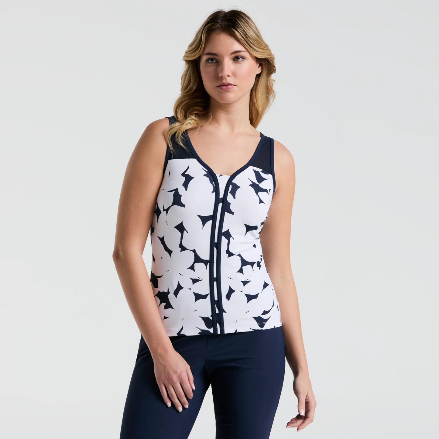 Original Penguin Riviera Floral Camiseta De Tirantes Mujeres-Azul Oscuro