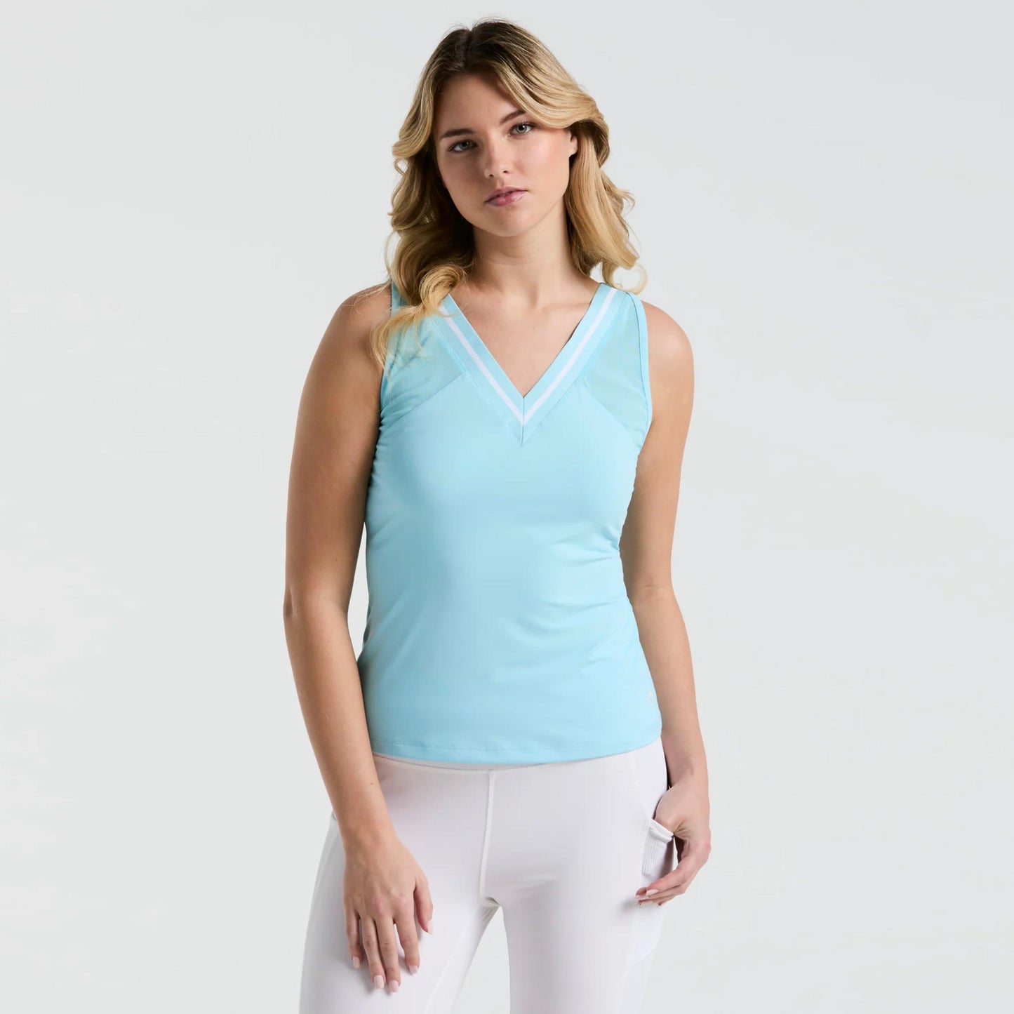 Original Penguin Colorblock Camiseta De Tirantes Mujeres-Azul Claro
