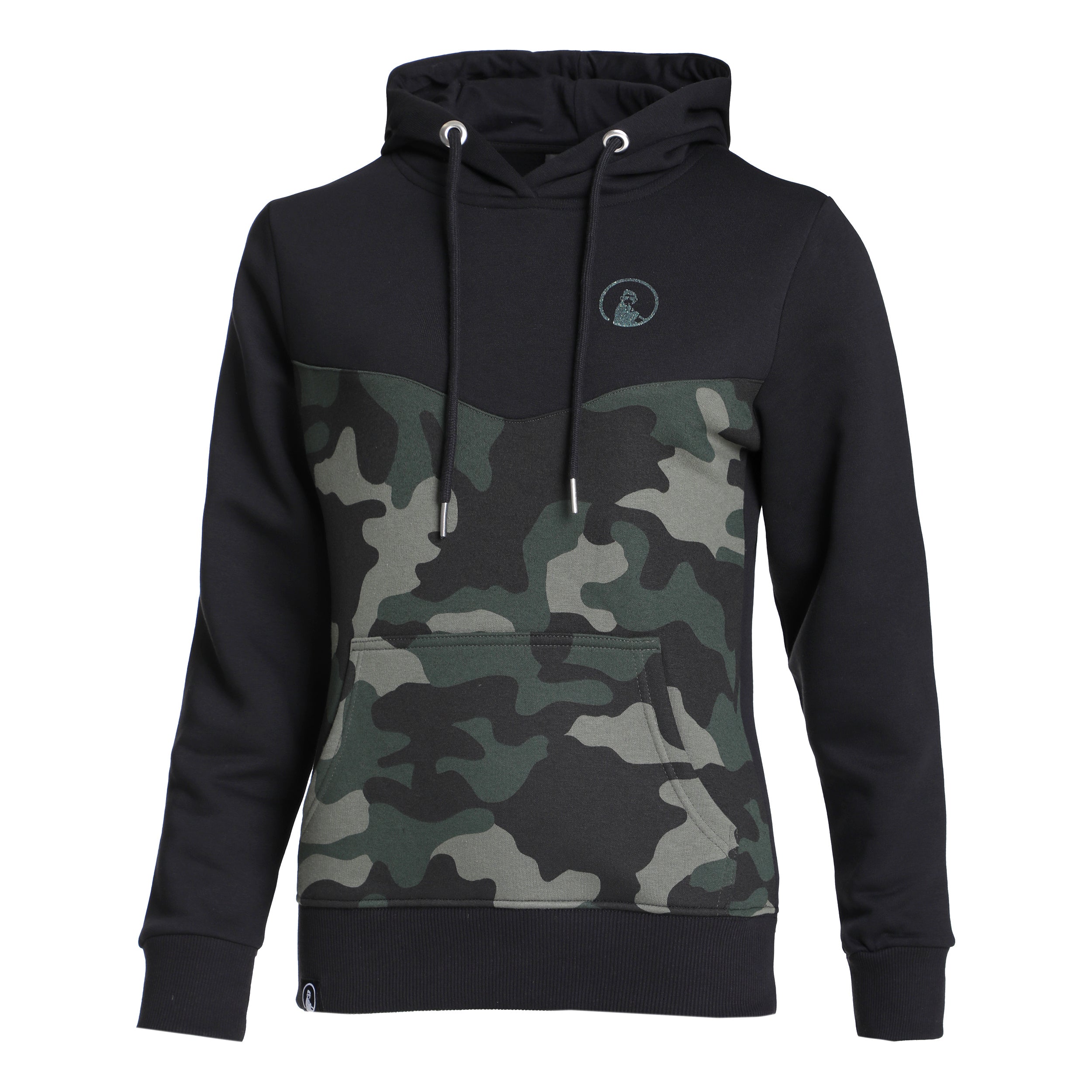 Quiet Please Camou Glitter Sudadera con capucha Mujeres - negro, caqui