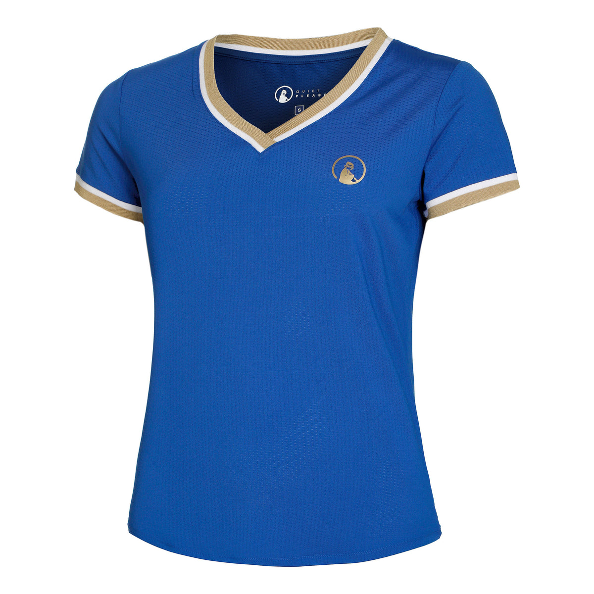 Quiet Please Retro V-Neck Camiseta de manga corta Mujeres - azul,