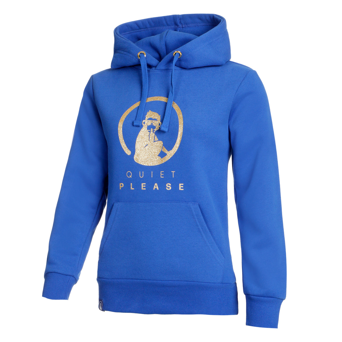 Quiet Please Baseline Logo Sudadera con capucha Mujeres - azul, dorado