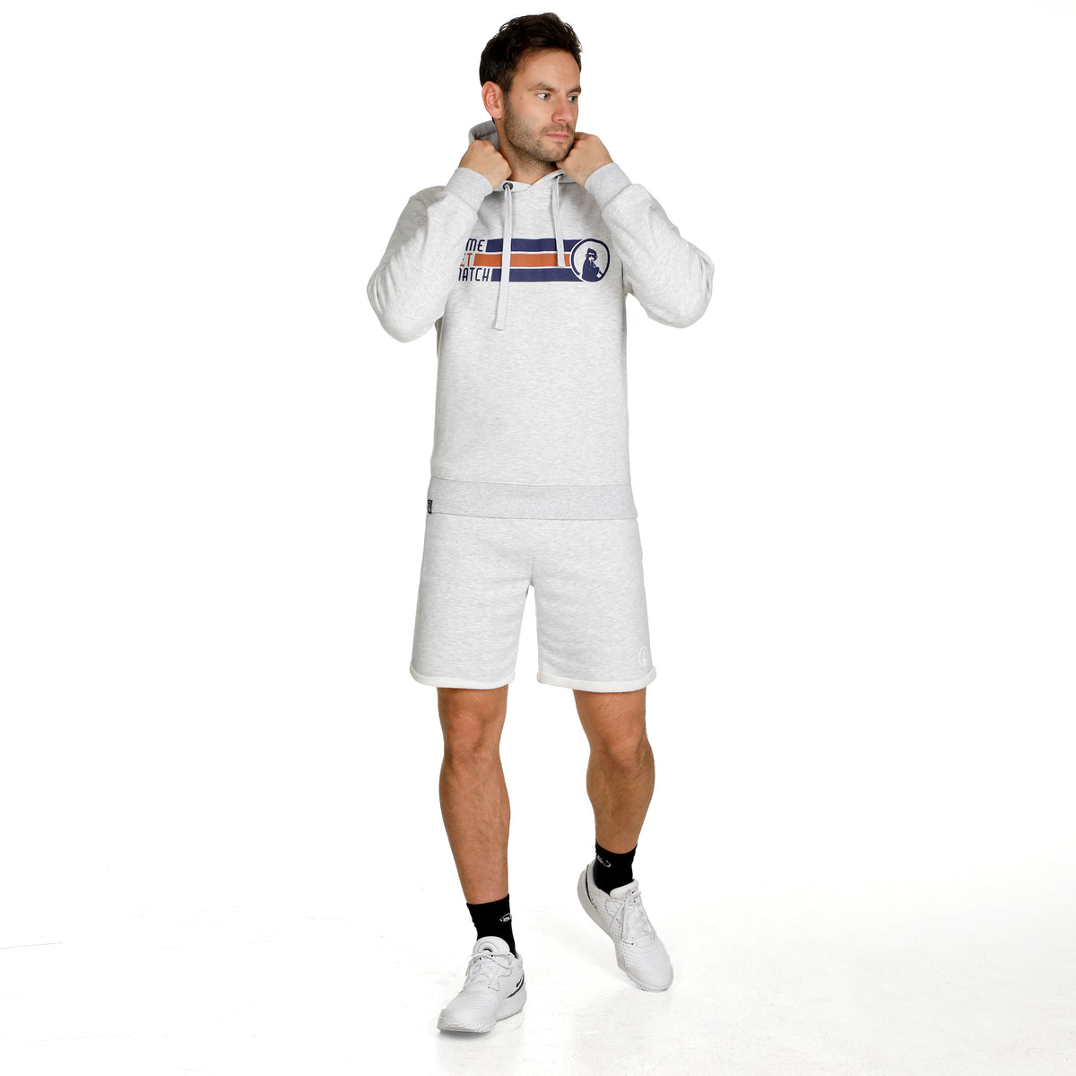 Quiet Please Retro Stripe Block Sudadera con capucha Hombres - gris claro, multicolor