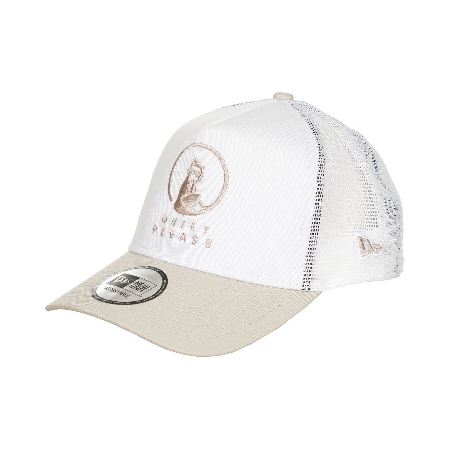 Quiet Please New Era Trucker Gorra-Blanco,Beige