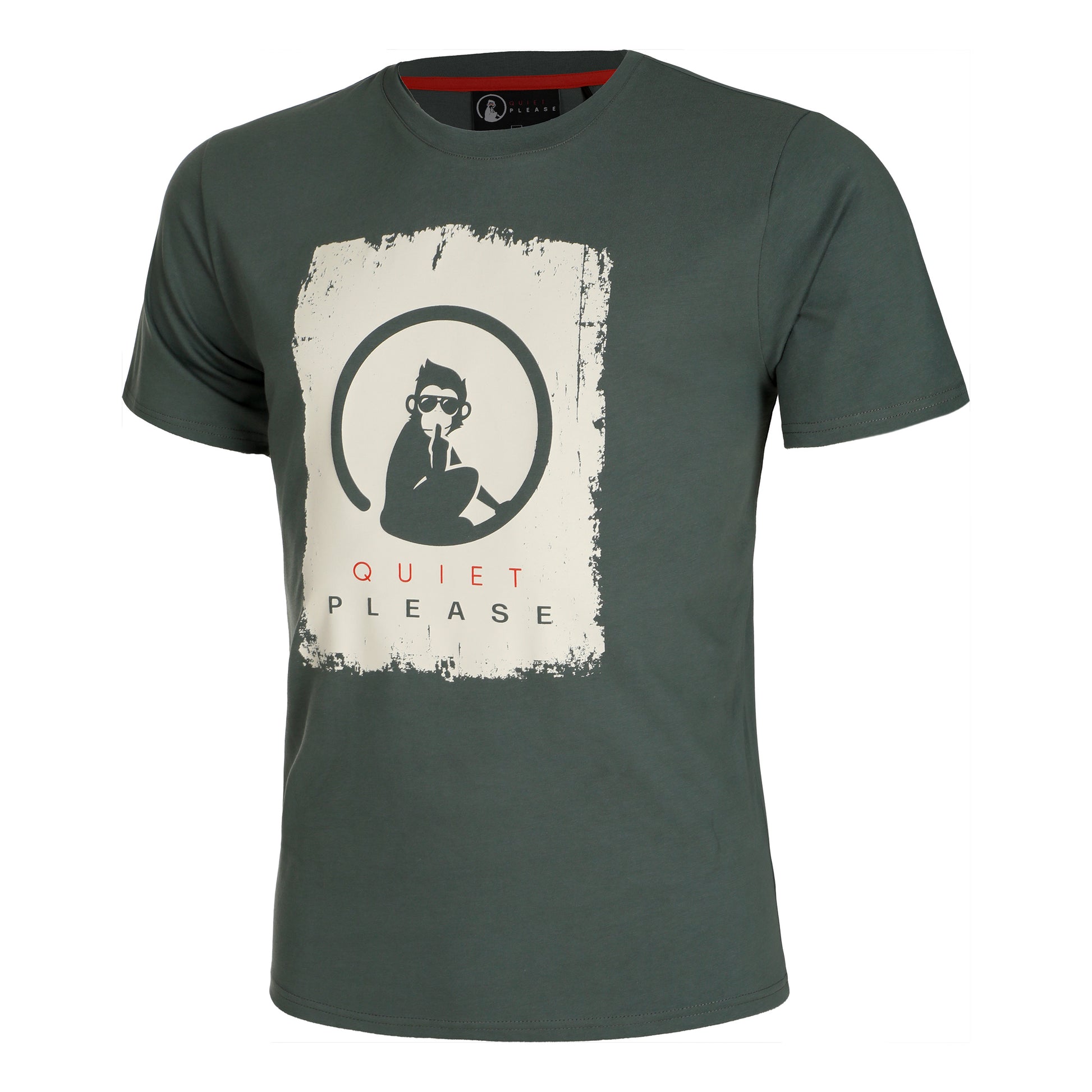 Quiet Please Scraped Camiseta de manga corta Hombres - salvia, blanco
