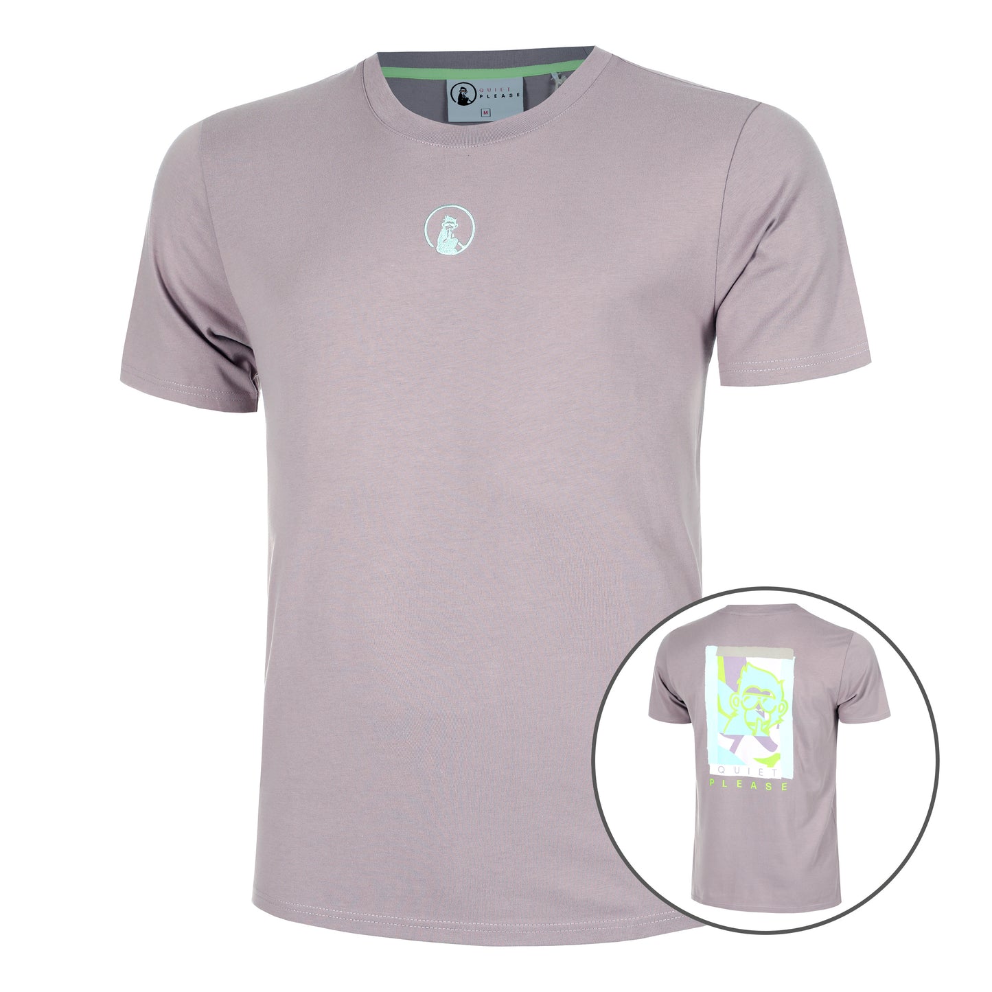 Quiet Please Mind Collage Camiseta De Manga Corta Hombres-Lila,Multicolor