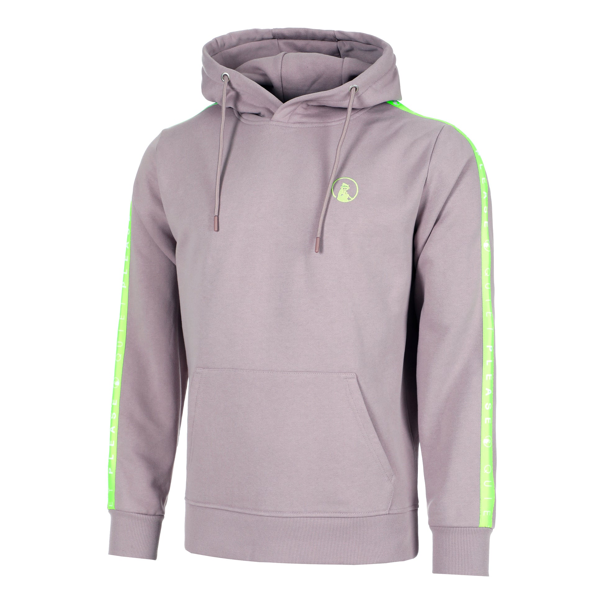Quiet Please Mind Taped Sudadera Con Capucha Hombres-Lila,Verde Neón