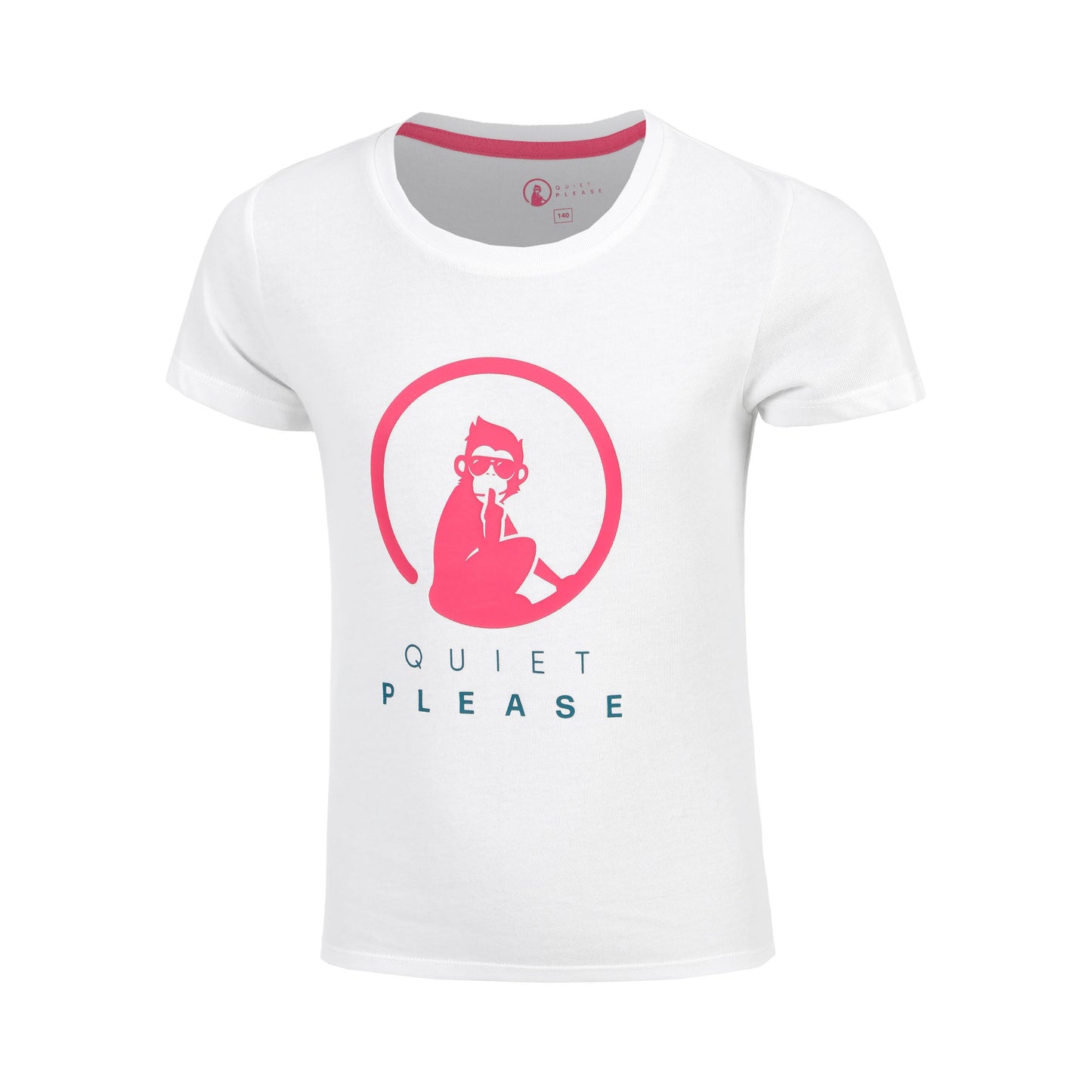 Quiet Please Create Baseline Logo Camiseta De Manga Corta Chicas-Blanco,Rosa
