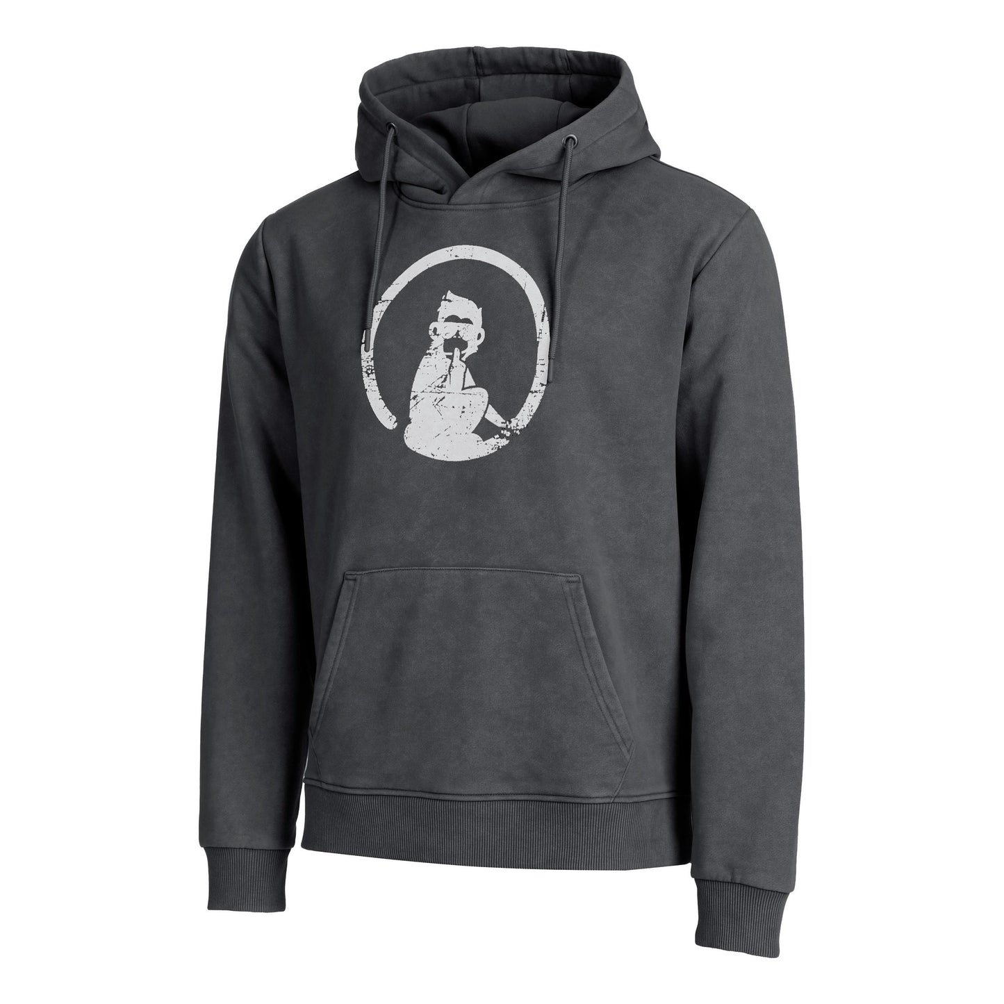 Quiet Please Endlessly Washed Out Loose Fit Sudadera Con Capucha Hombres-Antracita,Blanco