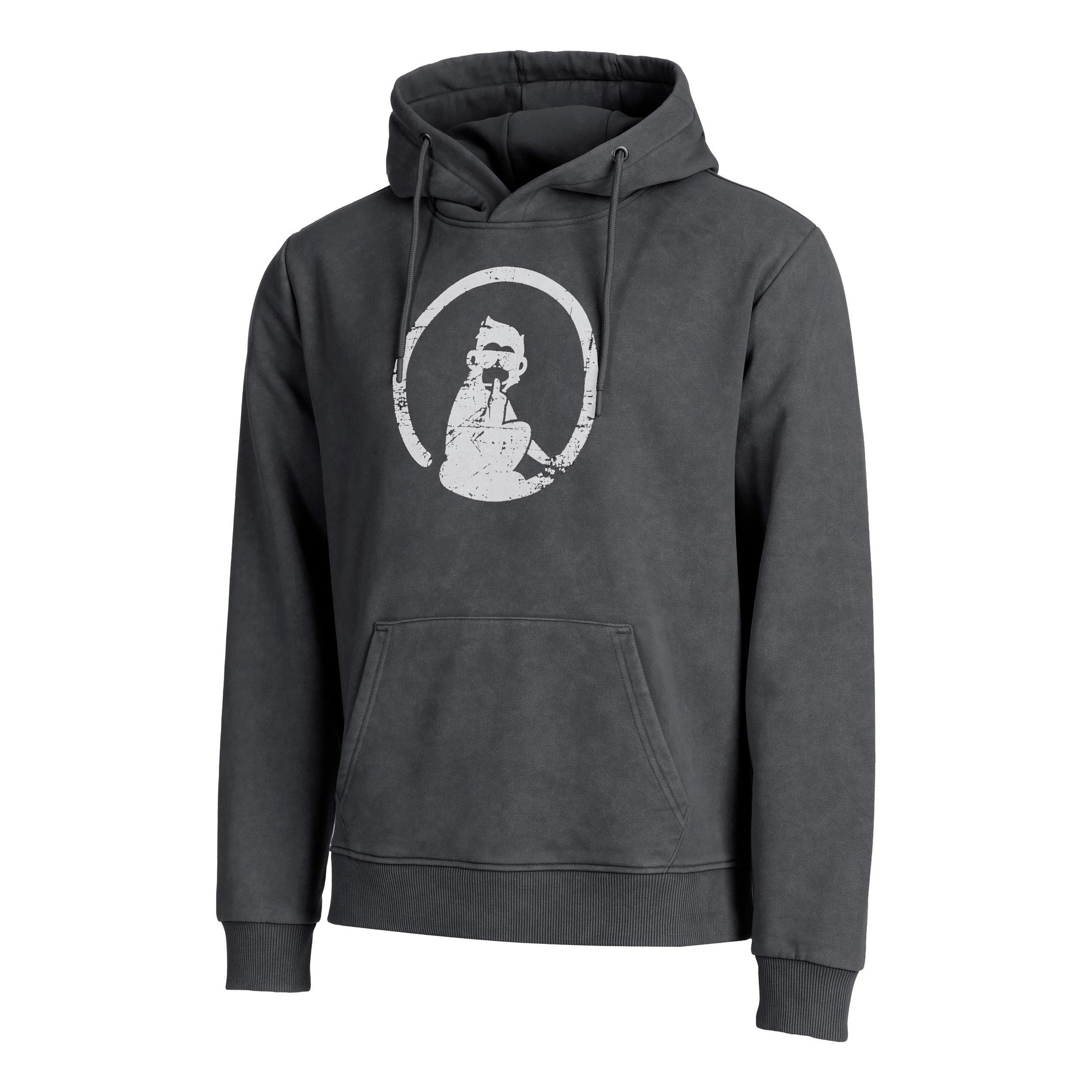 Quiet Please Endlessly Washed Out Loose Fit Sudadera Con Capucha Hombres-Antracita,Blanco