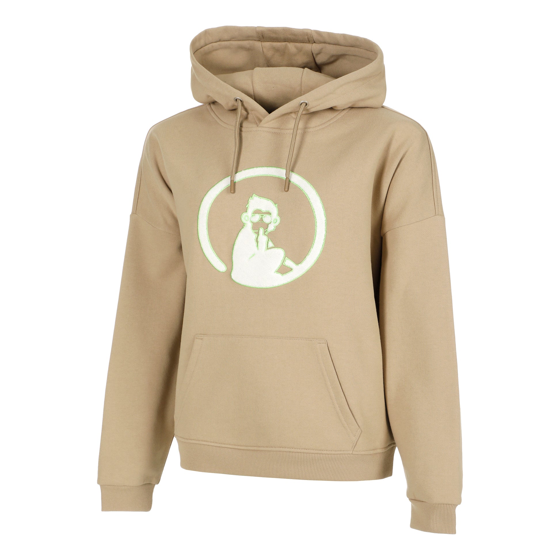 Quiet Please Wild Oversize Embroided Sudadera Con Capucha Mujeres-Beige,Verde Neón