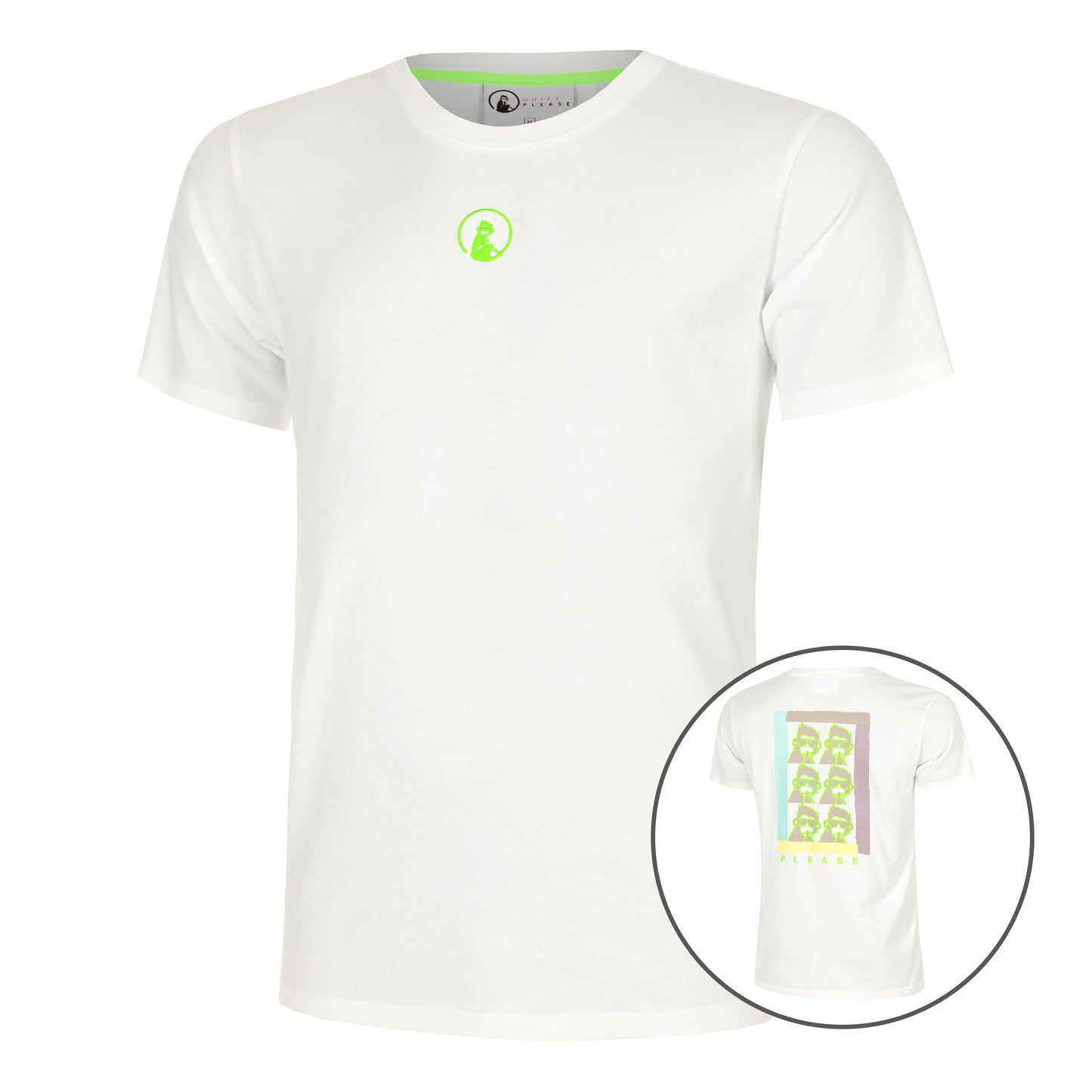 Quiet Please Wild Collage Camiseta De Manga Corta Hombres-Blanco,Multicolor