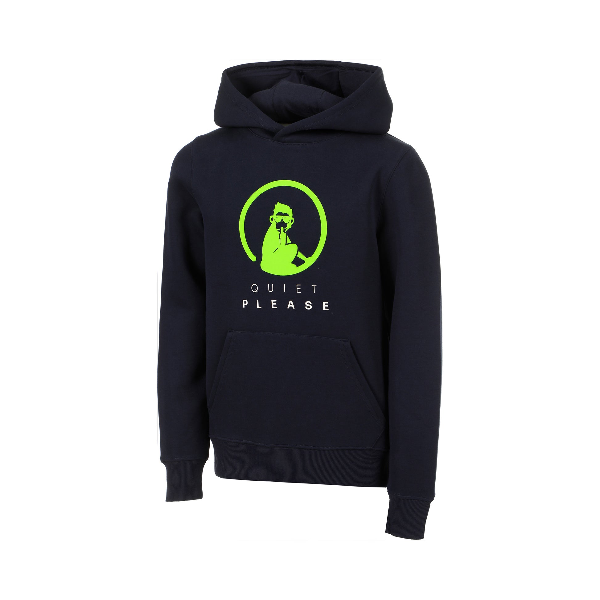 Quiet Please Wild Advantage Logo Sudadera Con Capucha Chicos-Azul Oscuro,Verde Neón