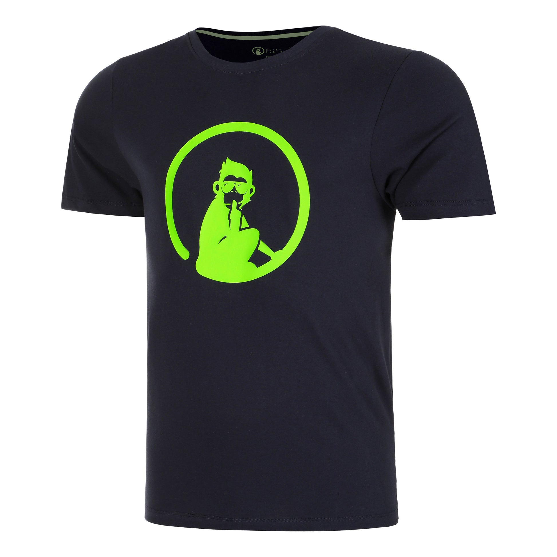 Quiet Please Wild Trainings Camiseta De Manga Corta Hombres-Azul Oscuro,Verde Neón