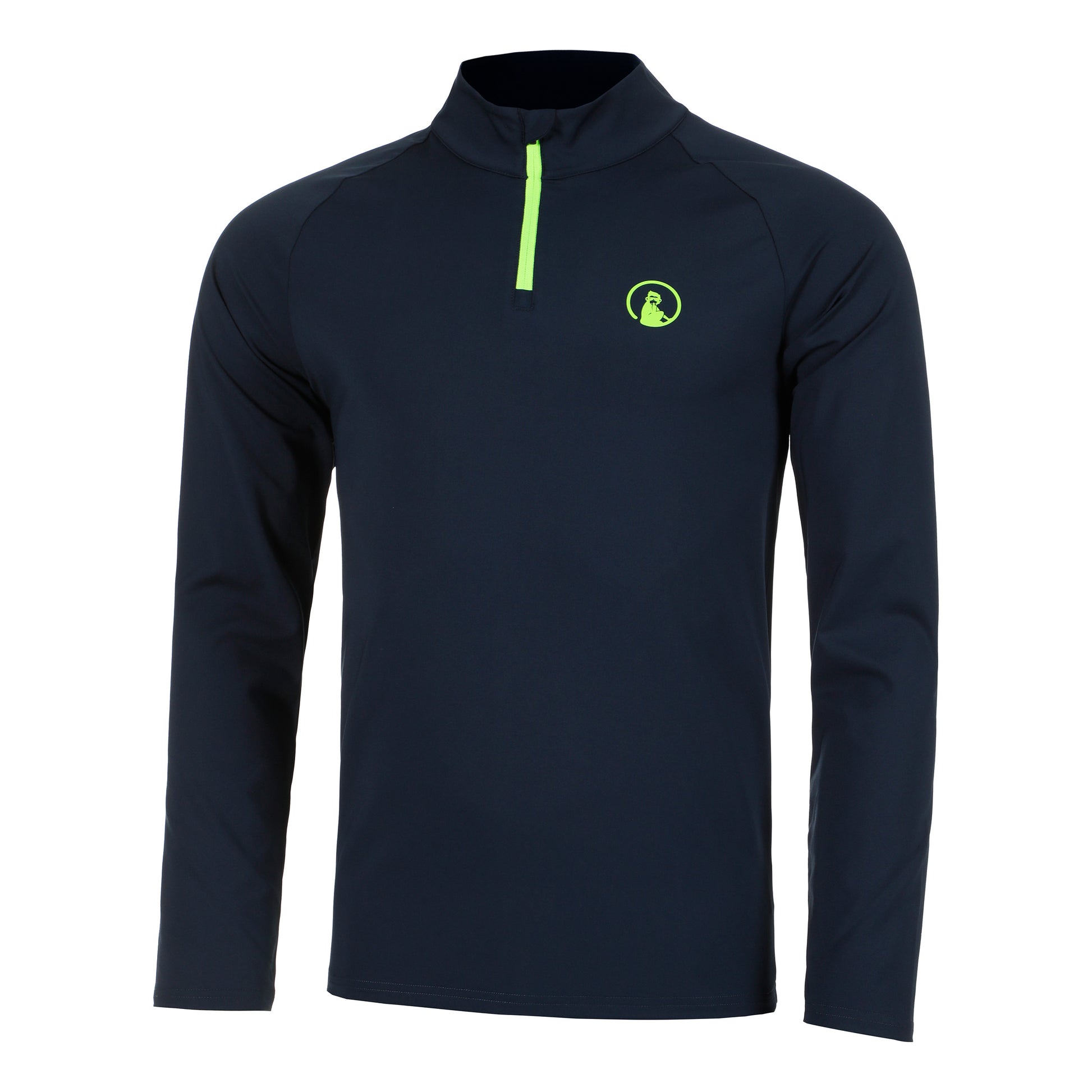 Quiet Please Wild Big Serve 1/4 Zip Camiseta De Manga Larga Hombres-Azul Oscuro,Verde Neón