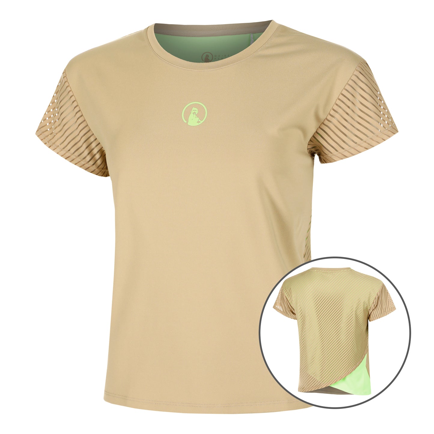Quiet Please Wild Cross Camiseta De Manga Corta Mujeres-Beige,Verde Neón
