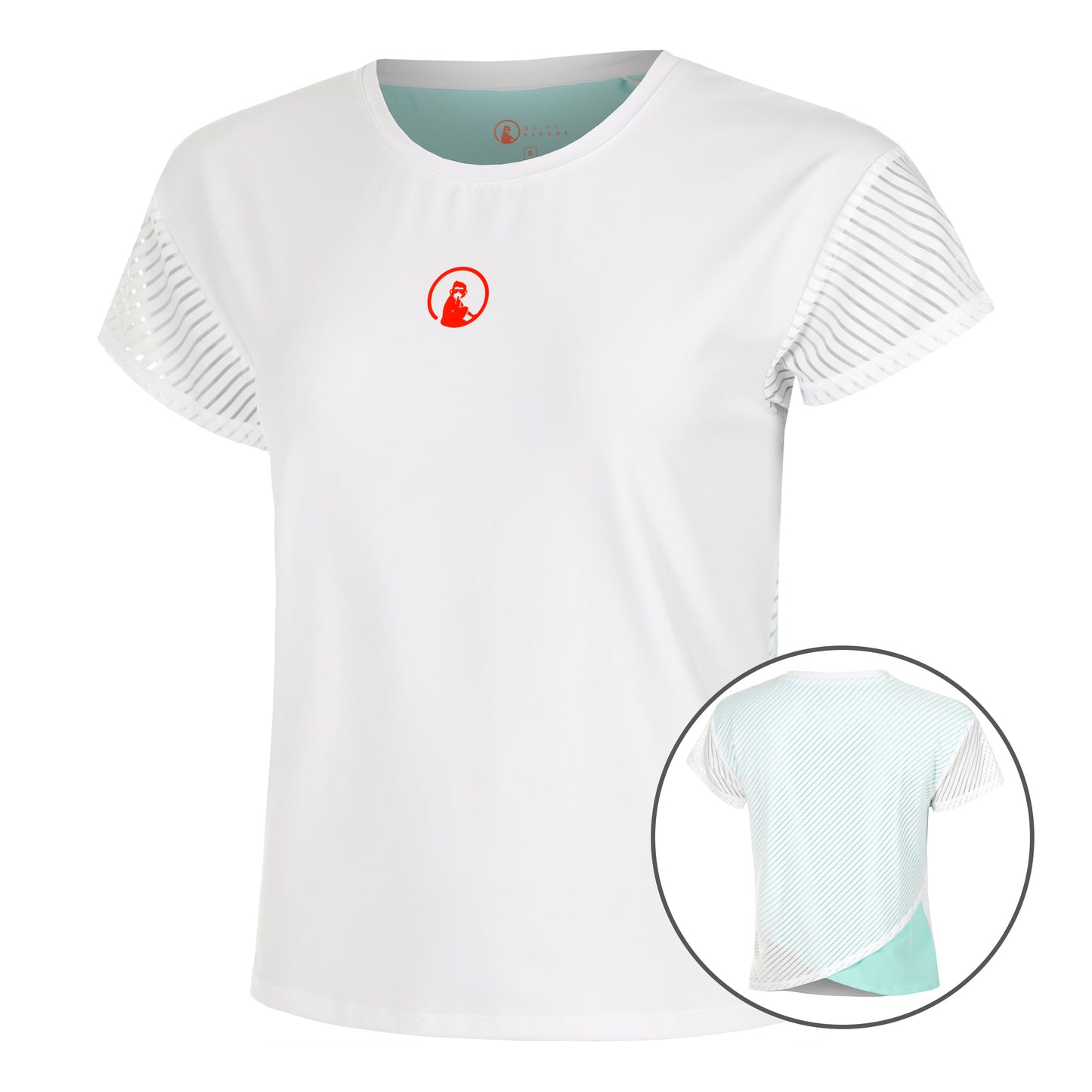 Quiet Please Wild Cross Camiseta De Manga Corta Mujeres-Blanco,Turquesa