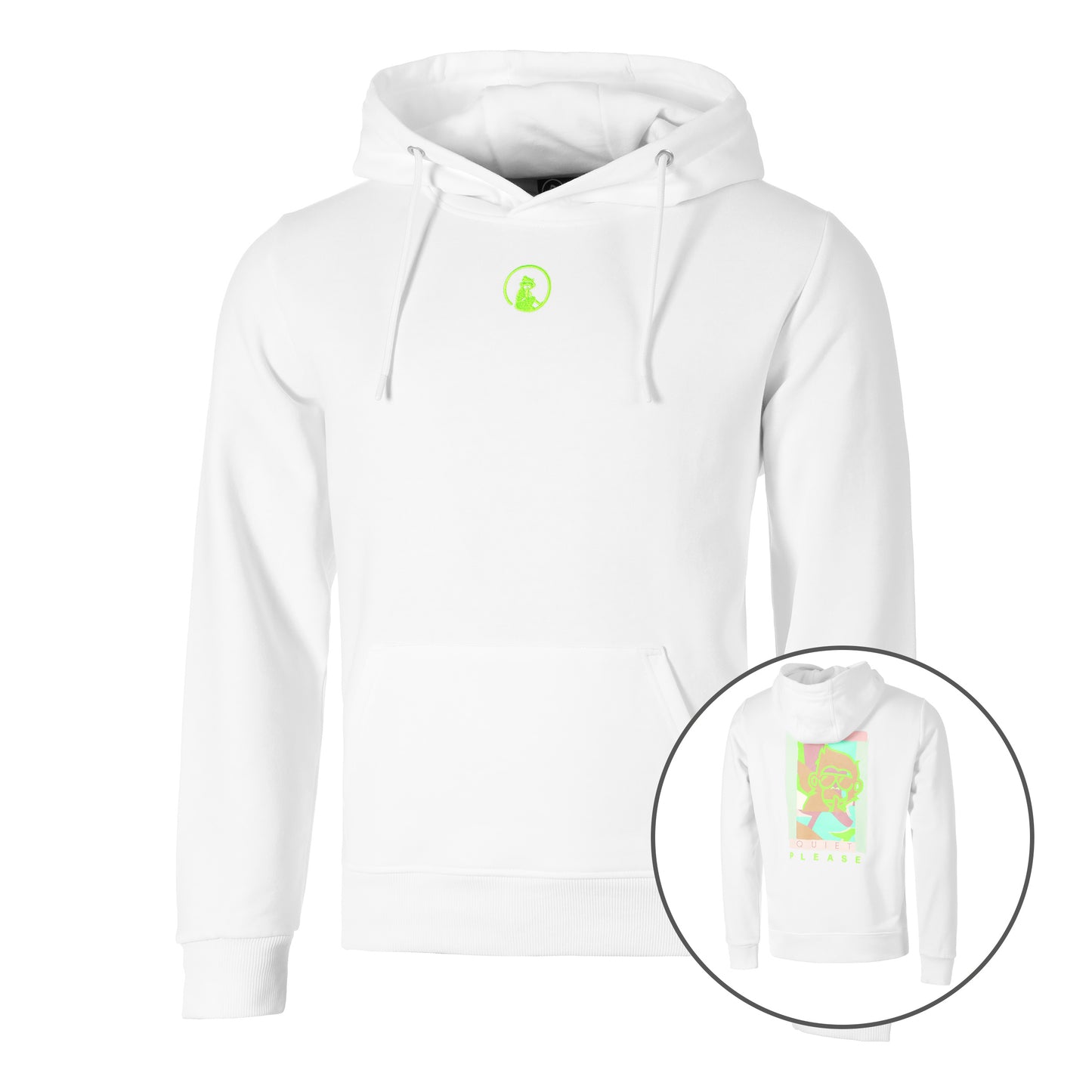 Quiet Please Wild Collage Sudadera Con Capucha Hombres-Blanco,Multicolor